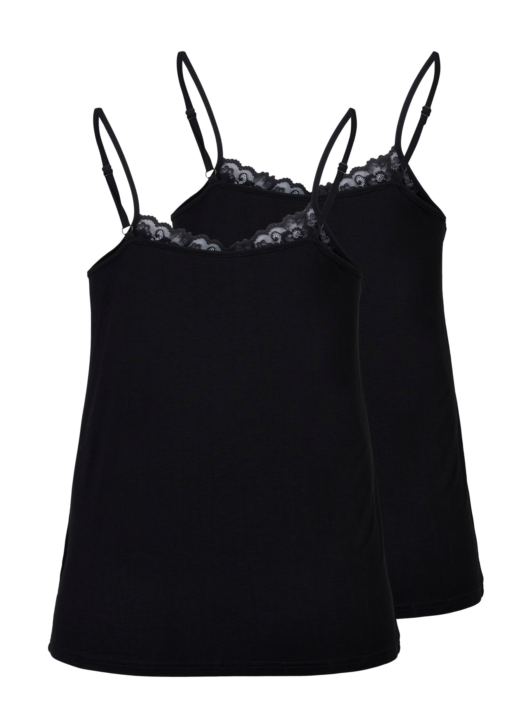 Zizzi Top 2-pack en viscose avec d&eacute;tails en dentelle, Noir, Packshot image number 1