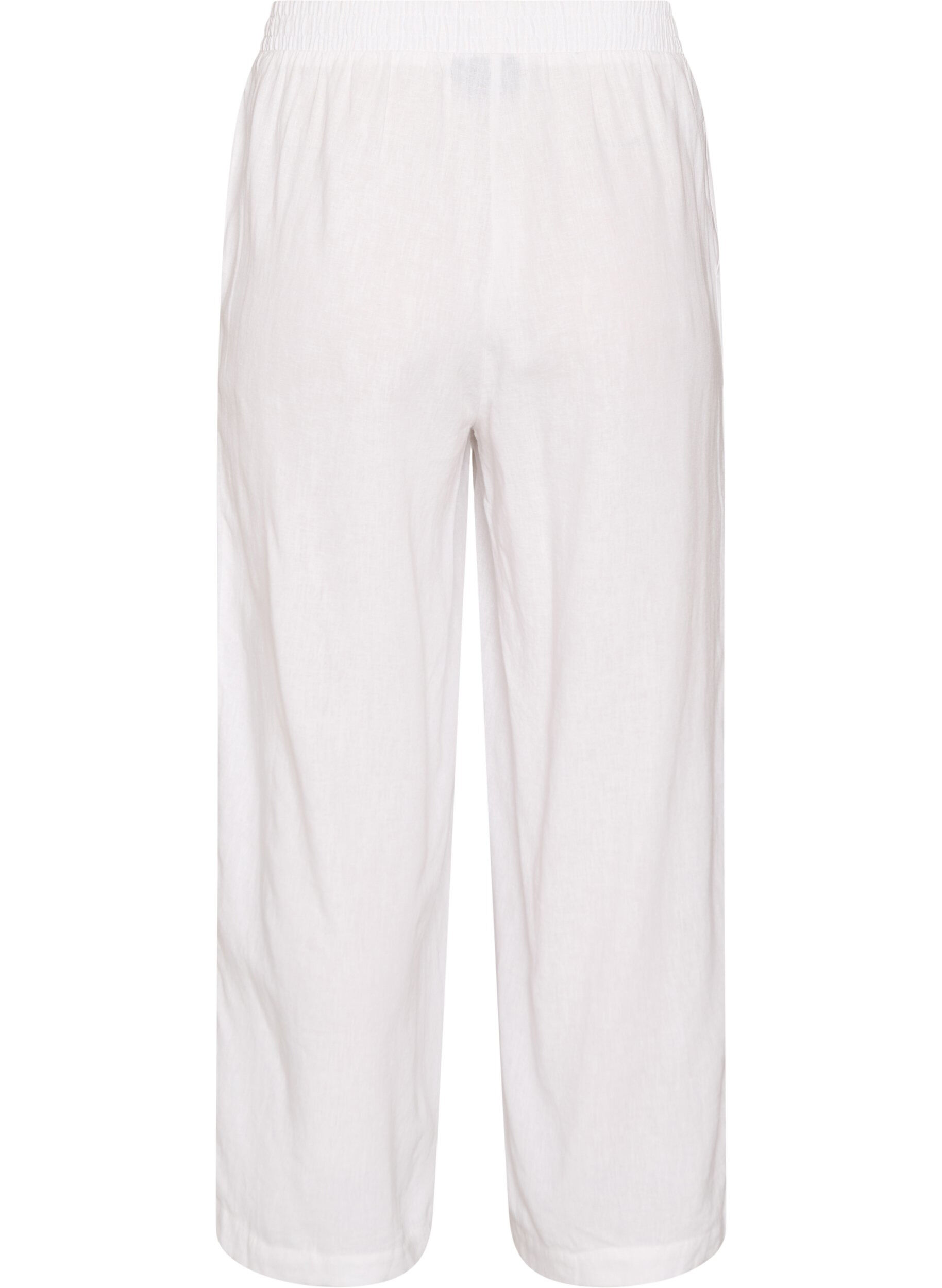 Zizzi Pantalon large en lin et viscose, Blanc, Packshot image number 1