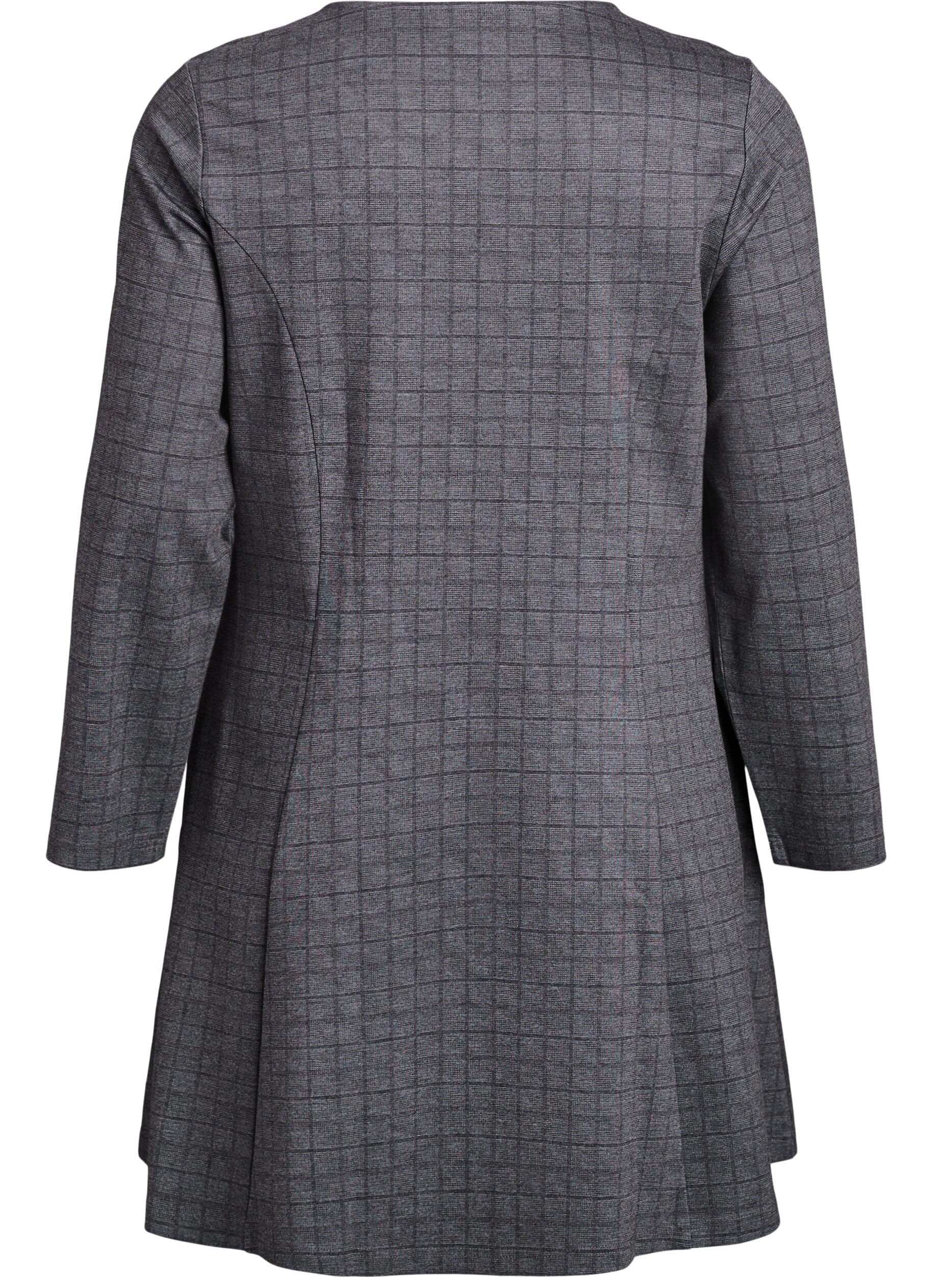 Zizzi Robe courte &agrave; carreaux et coupe &eacute;vas&eacute;e, Gris, Packshot image number 1