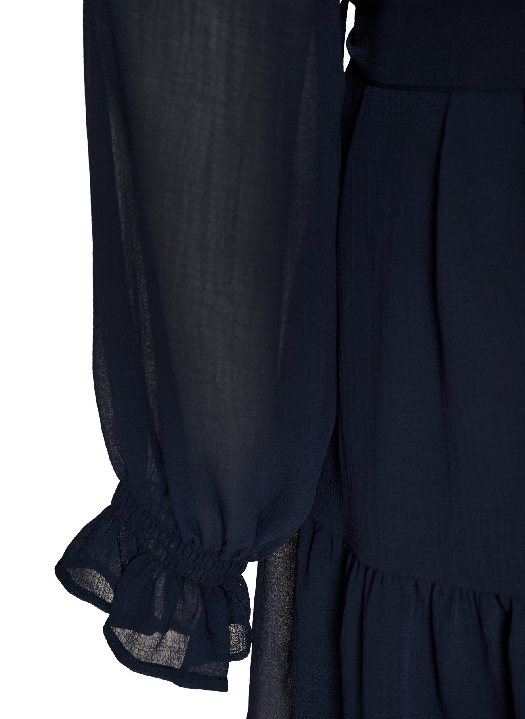 ZizziKurzes Kleid mit R&uuml;schendetails und Bindeg&uuml;rtel, Blau, Packshot image number 3