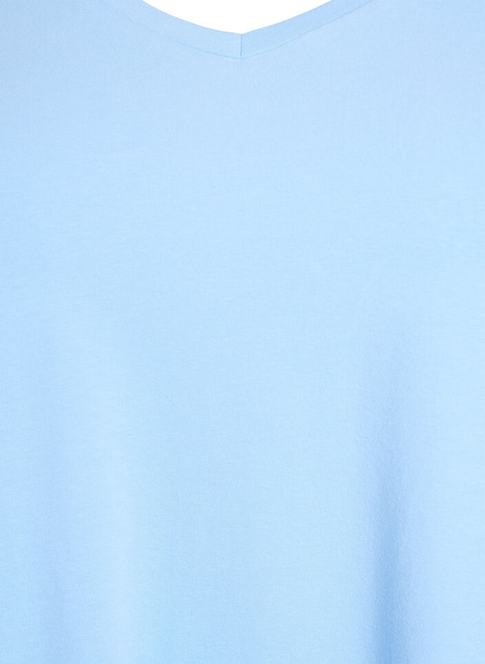 Einfarbiges basic T-Shirt aus Baumwolle, Blau, Packshot image number 2