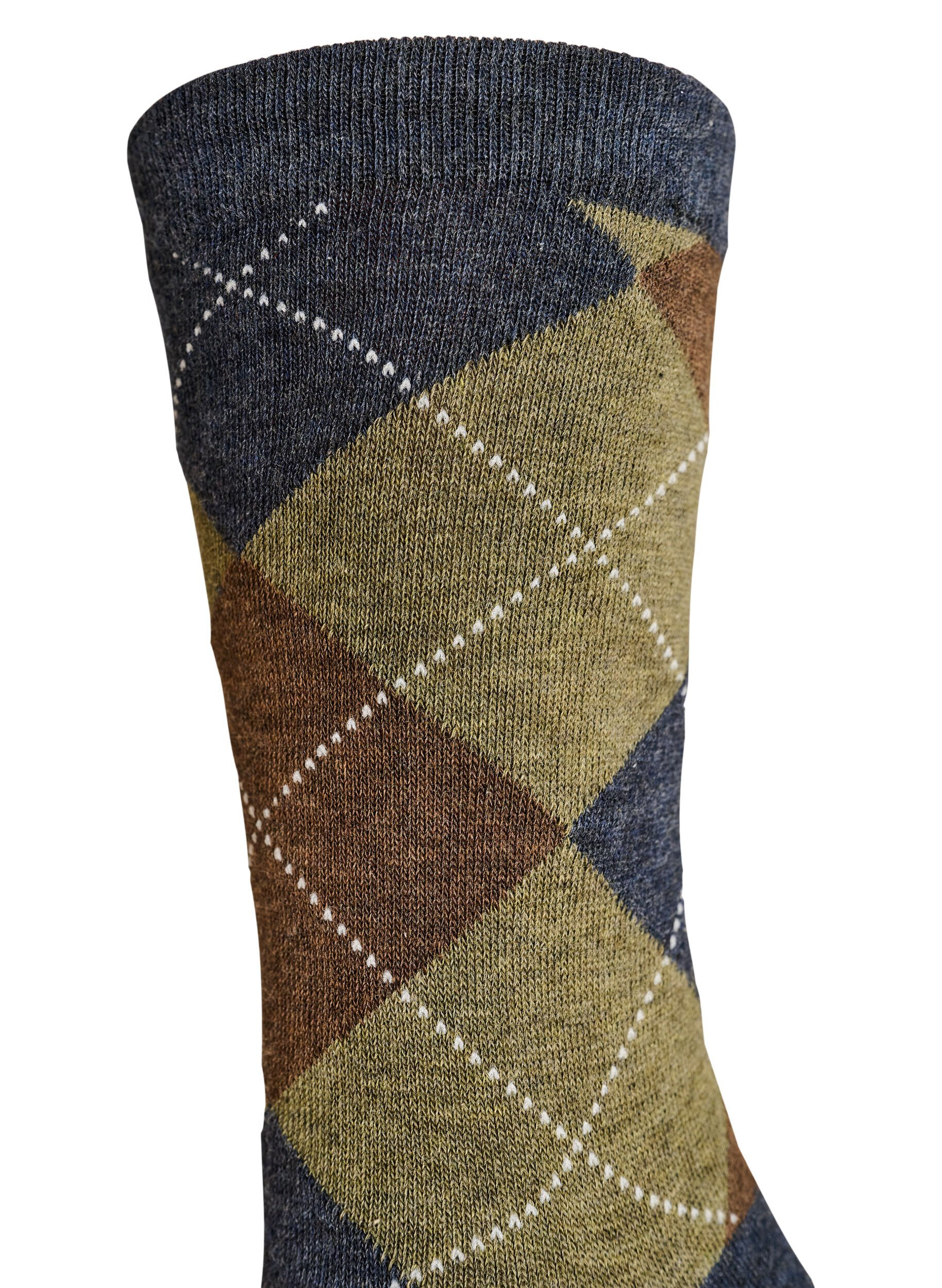 ZizziLot de 2 paires de chaussettes &agrave; motif arlequin, Marron, Packshot image number 3