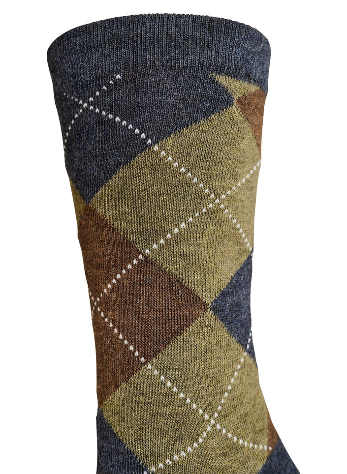 Lot de 2 paires de chaussettes &agrave; motif arlequin, Marron, Packshot image number 3