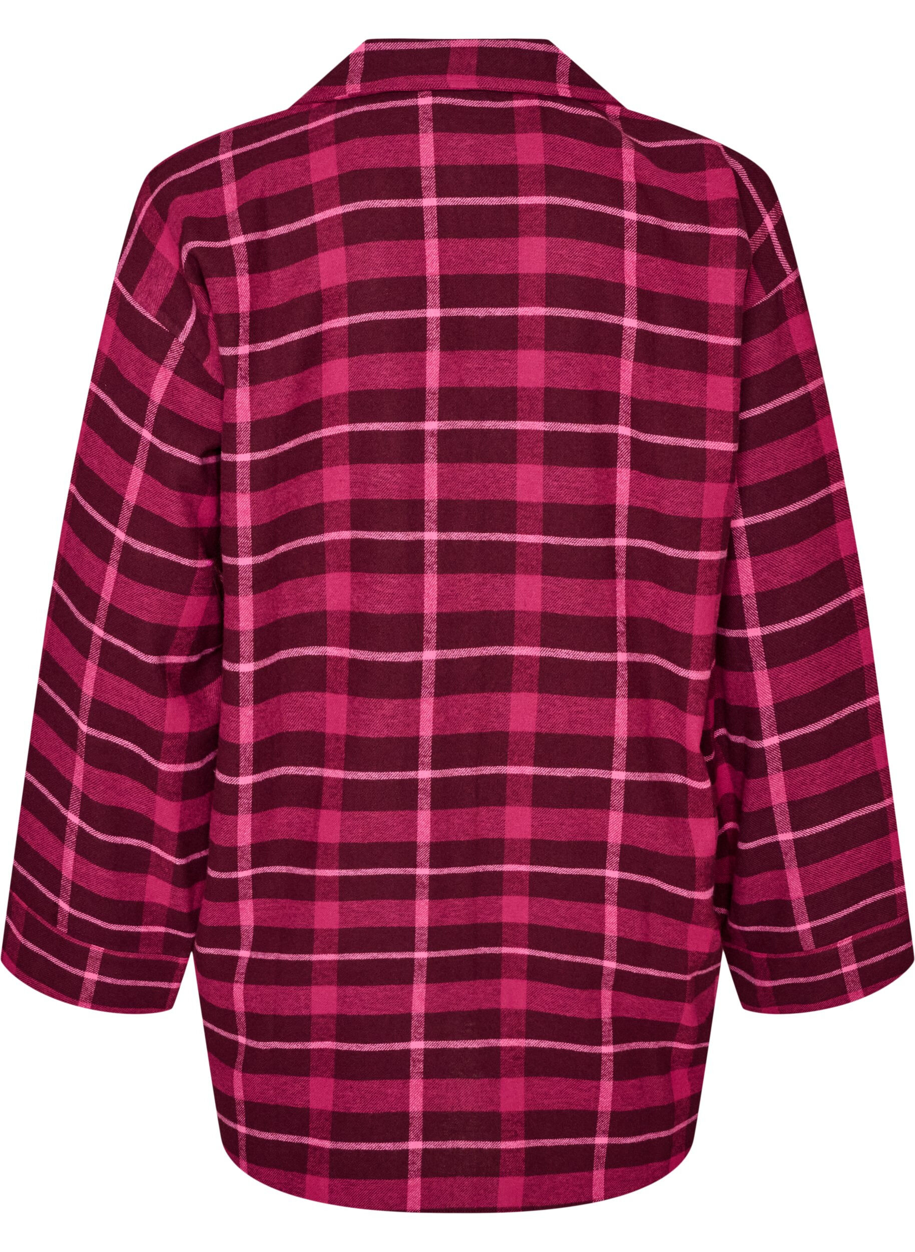 ZizziKariertes Pyjamahemd aus Baumwolle mit langen &Auml;rmeln, Rot, Packshot image number 1