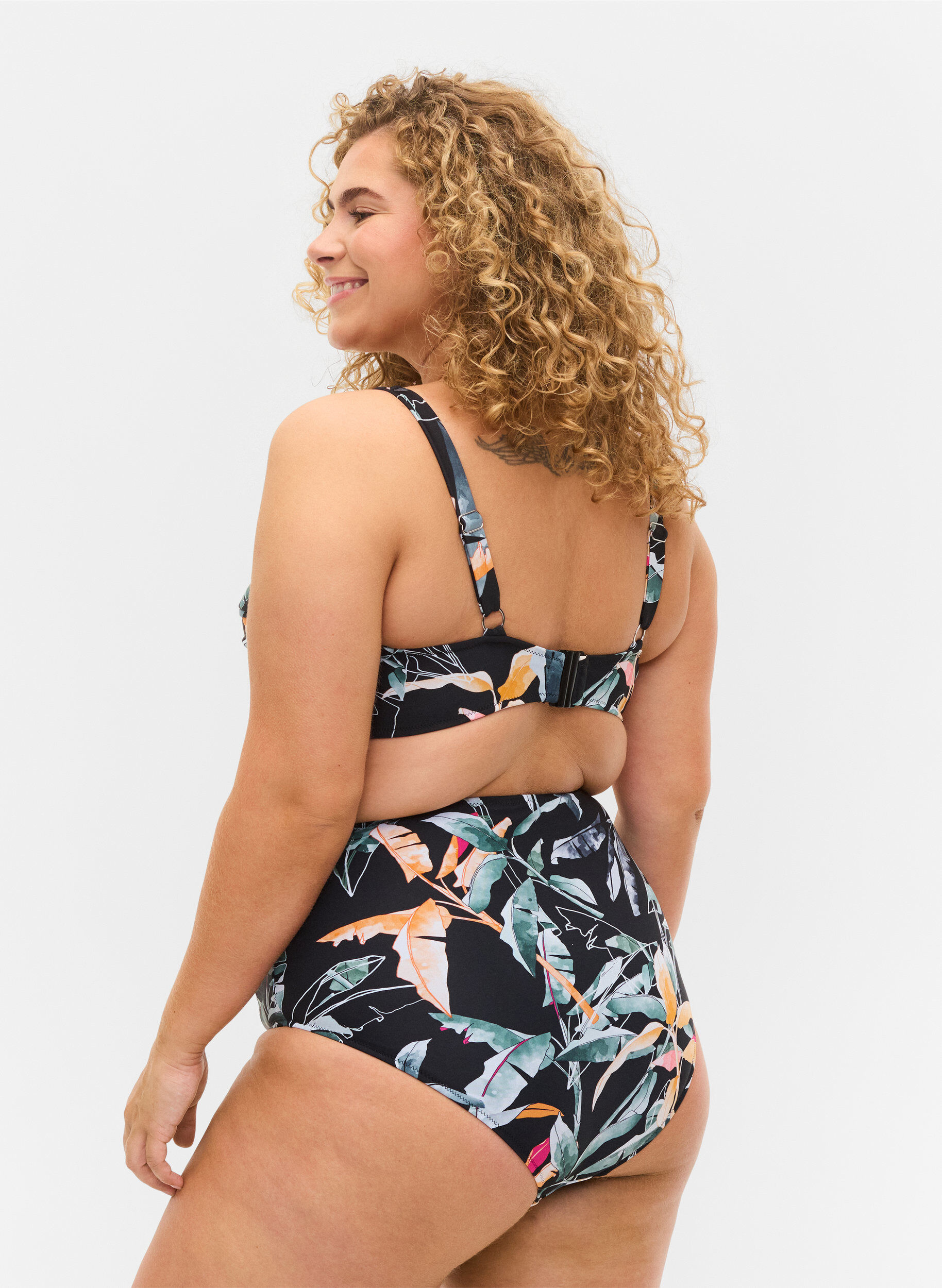 Zizzi Bas de bikini, Leaf Print, Model image number 1