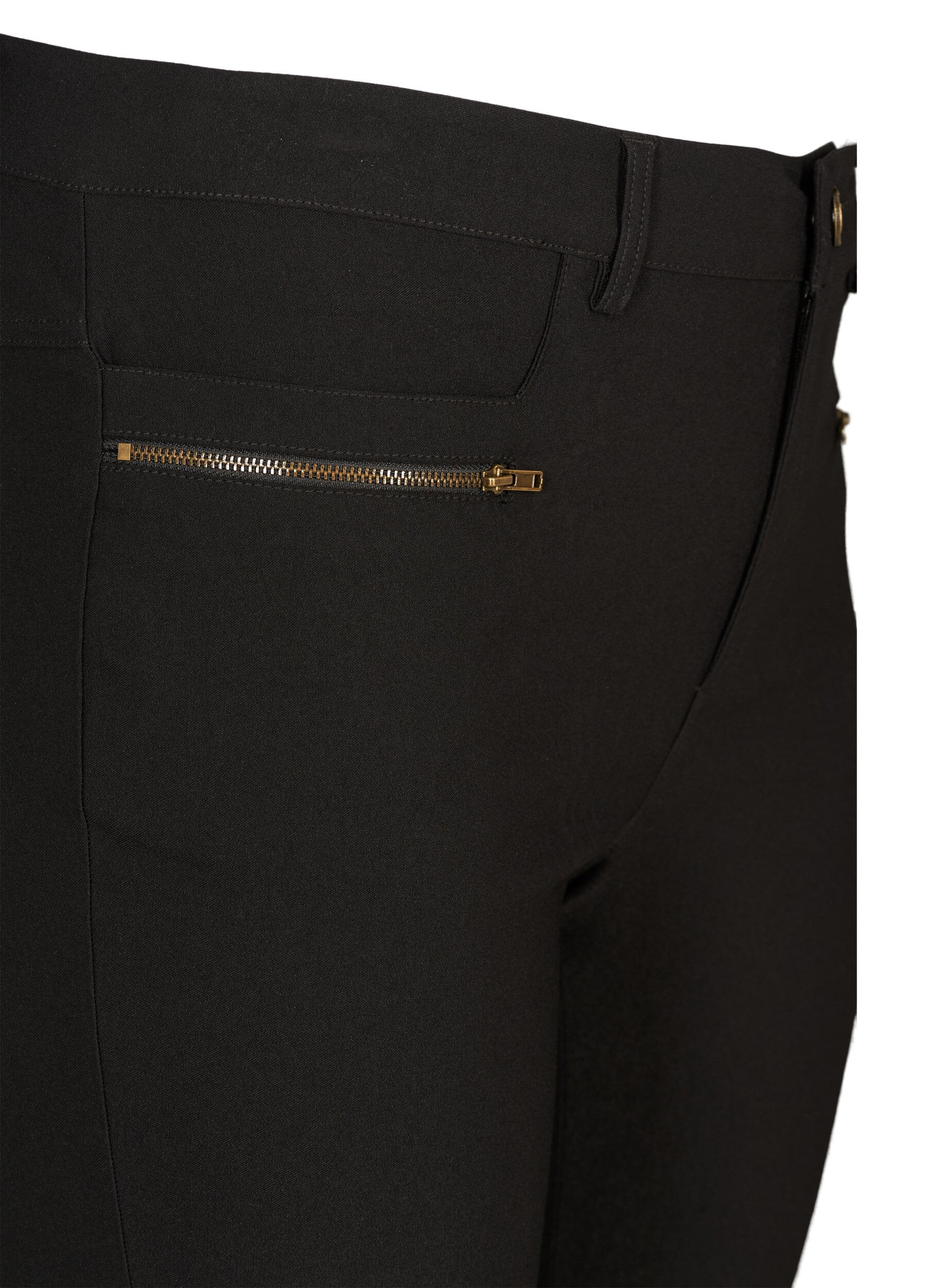 Zizzi Slim Fit Hose mit Rei&szlig;verschlussdetails, Black, Packshot image number 2