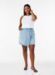 Denimskort mit Wickeloptik und hoher Taille, Blau, Model image number 1