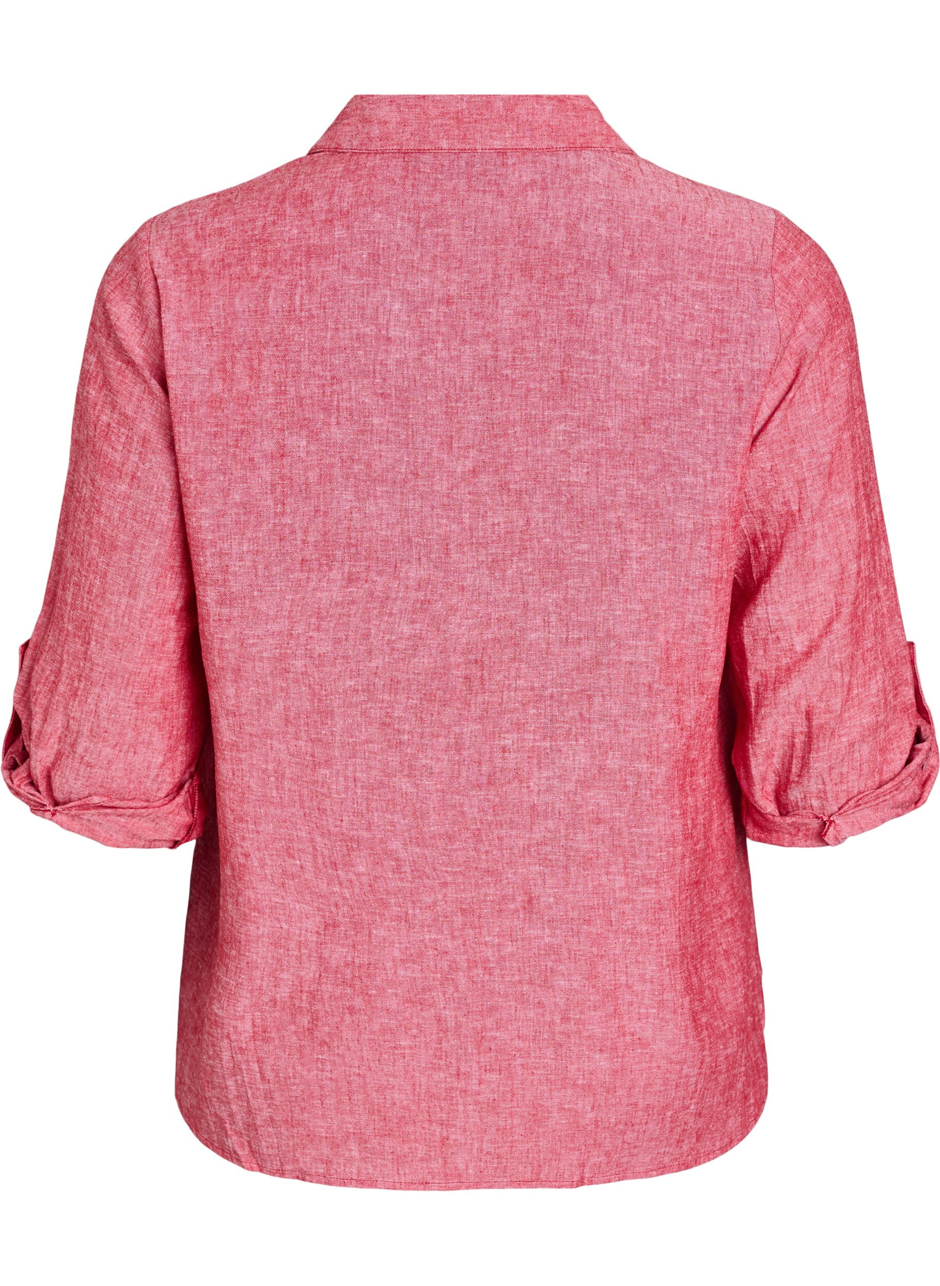 Zizzi Bluse aus Leinen und Viskose mit 3/4-&Auml;rmeln, Rot, Packshot image number 1