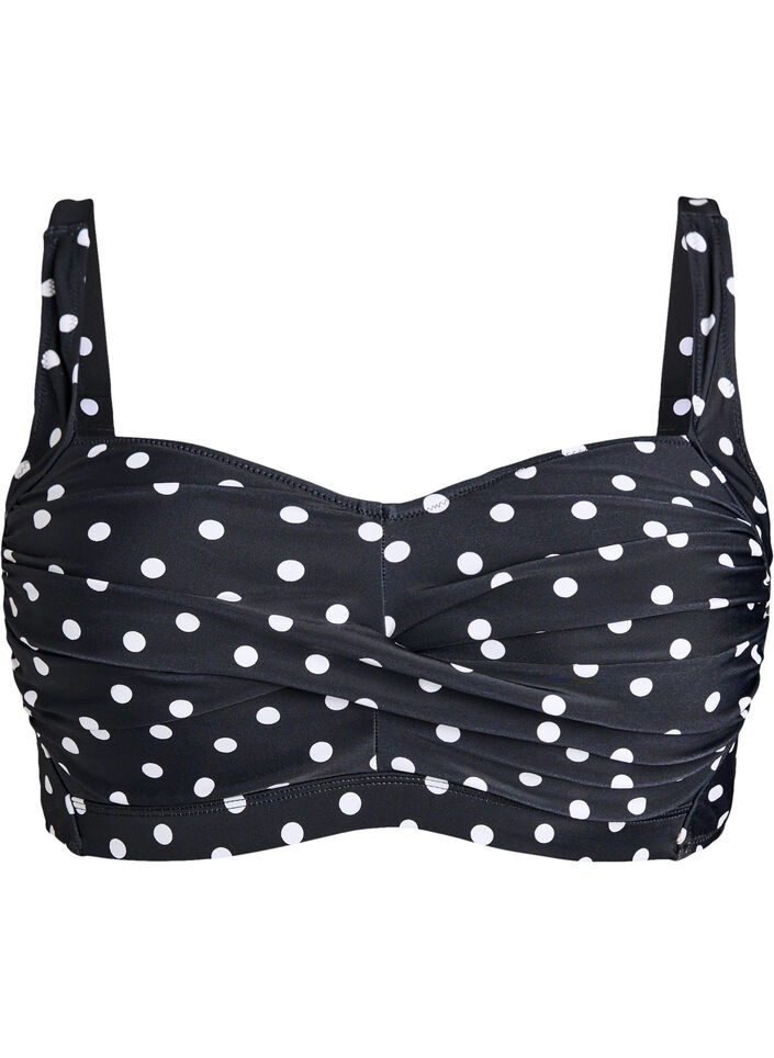 Wattierter Bikini-Oberteil mit Print, Schwarz, Packshot