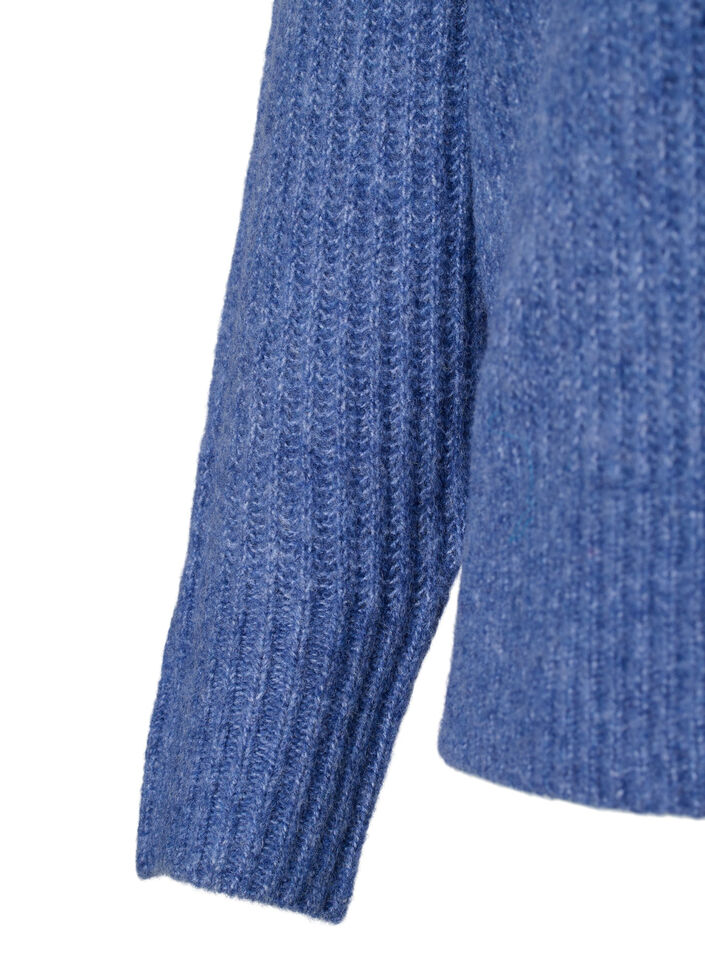 Melange-Pullover mit perlenbesetzten Knöpfen, Coastal Fjord Mel., Packshot image number 3