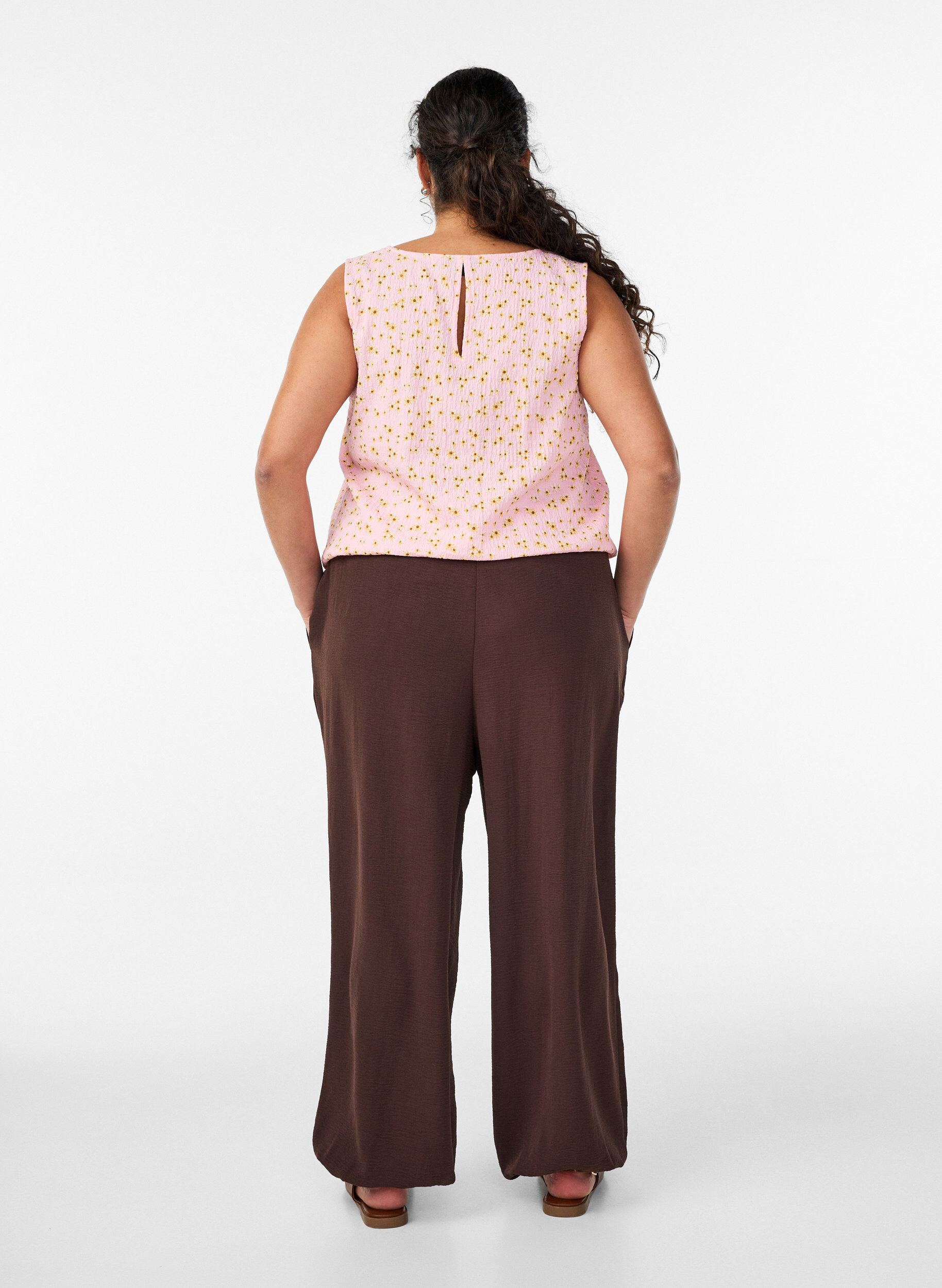 ZizziPantalon balloon taille haute, Marron, Model image number 1