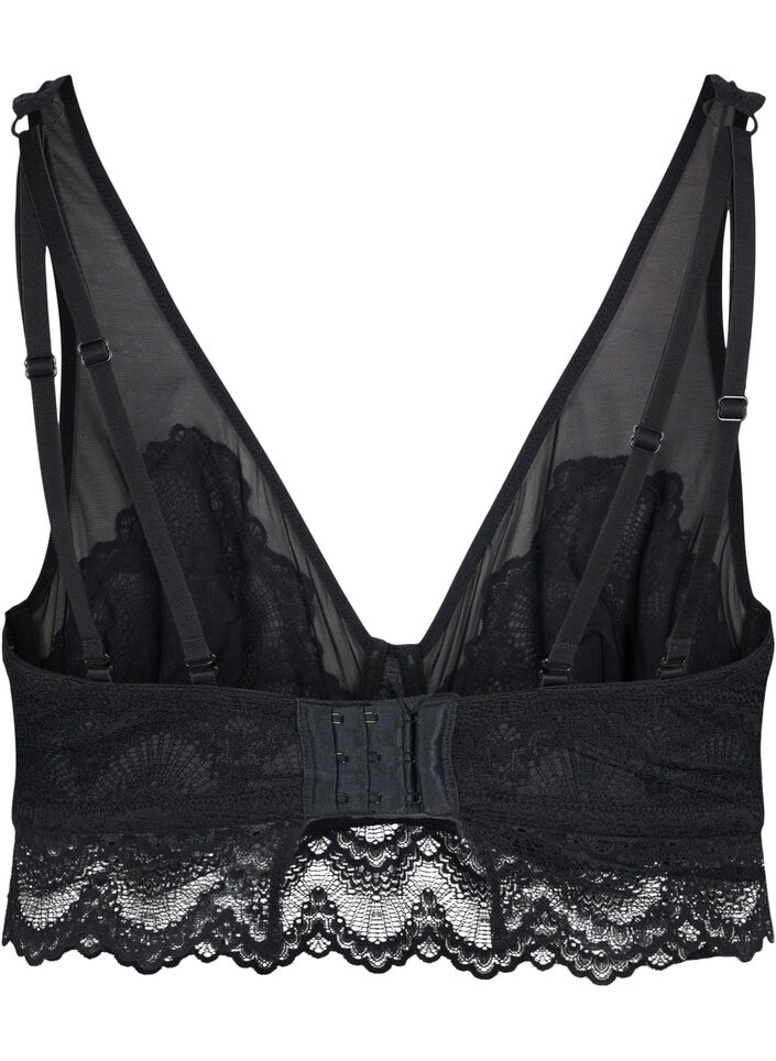 Soutien-gorge en dentelle à armature et maille, Black, Packshot image number 1