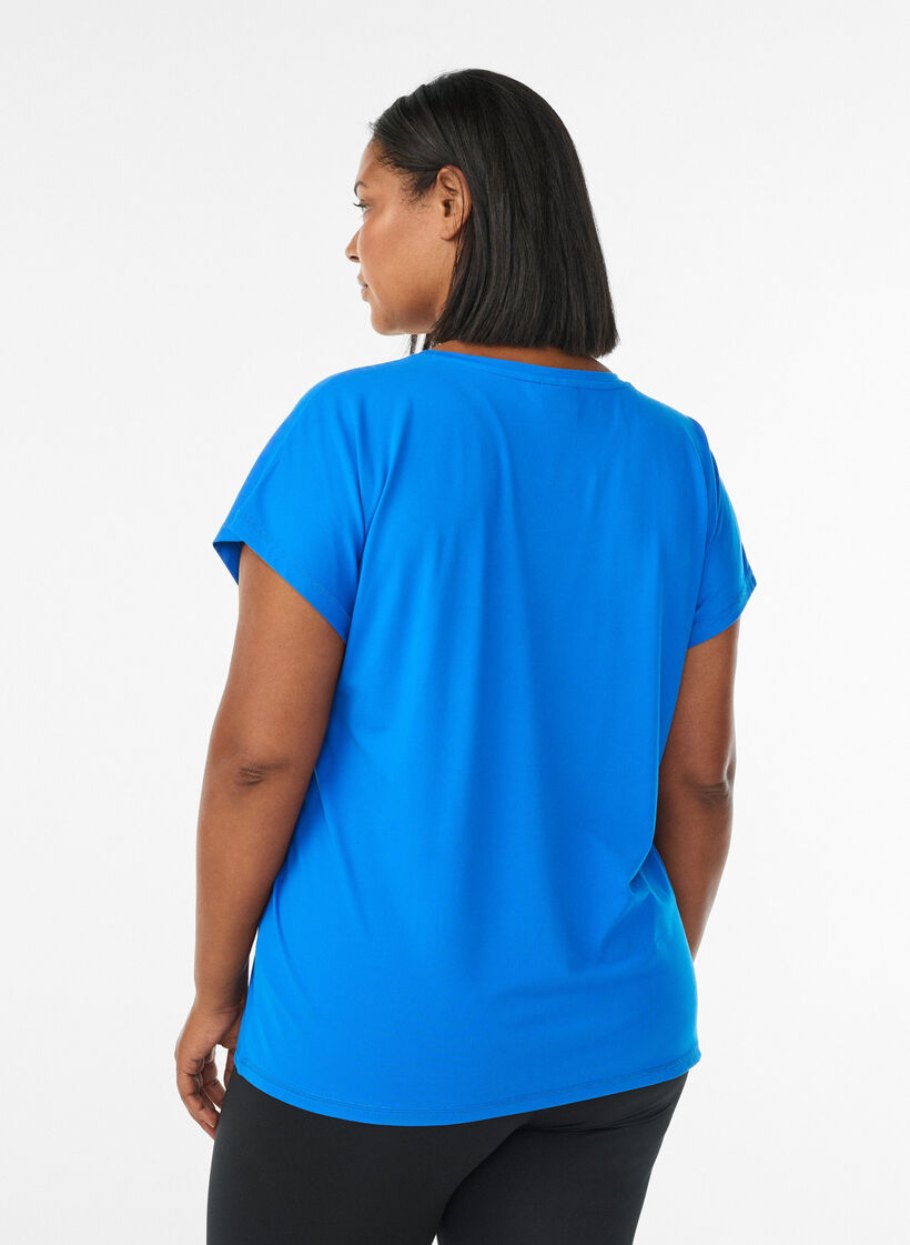 Einfarbiges Trainings-T-Shirt, Blau, Model