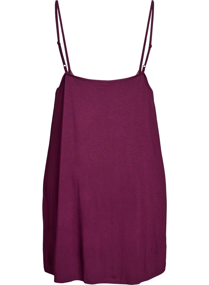 Chemise de nuit avec bord dentelle en viscose, Bordeaux foncé, Packshot image number 1