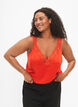 FLASH - Top avec col en V et bord en dentelle, Orange.com, Model image number 0