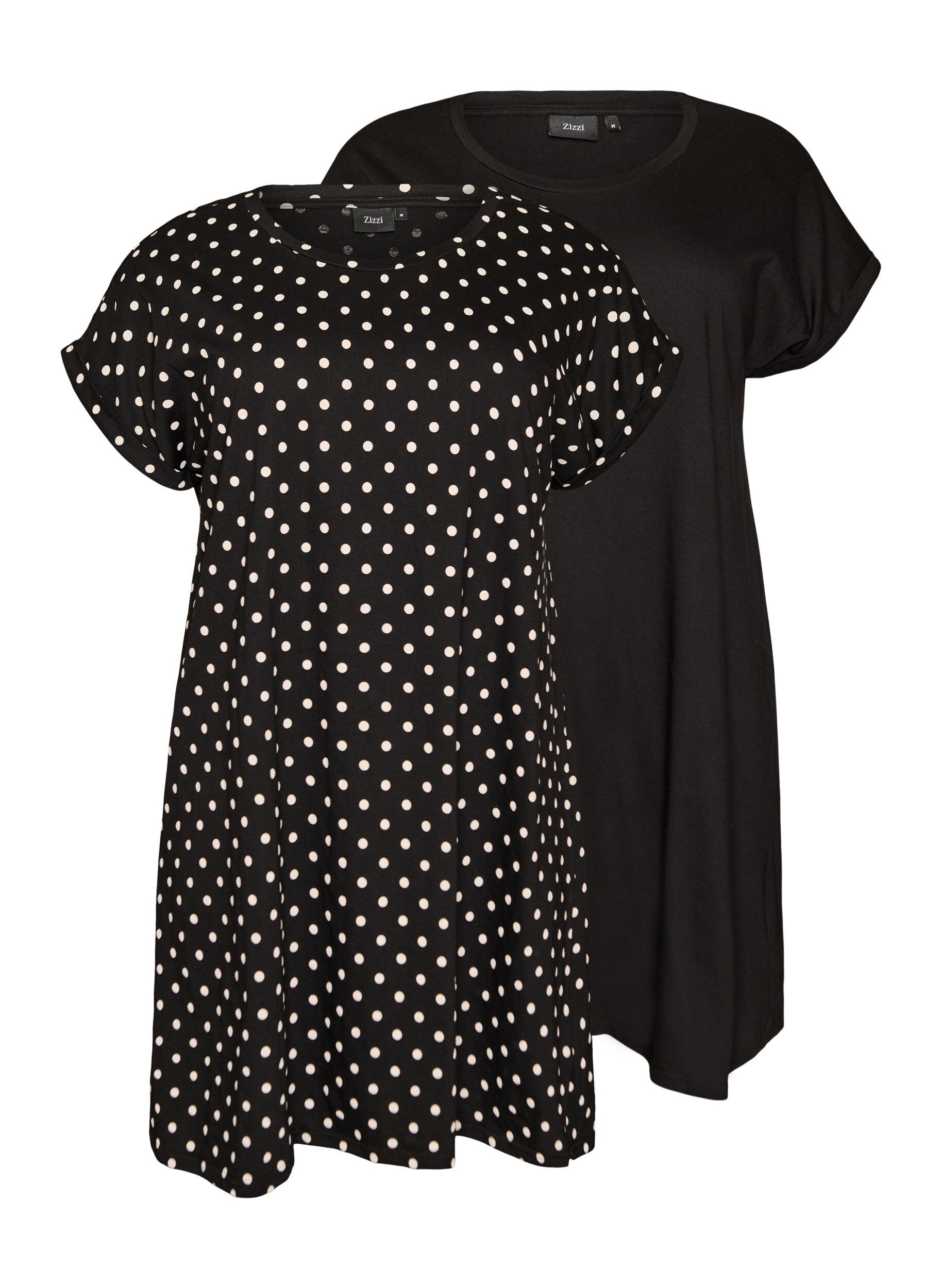 Zizzi 2er-Pack T-Shirt-Kleid mit kurzen &Auml;rmeln, Schwarz, Packshot image number 0