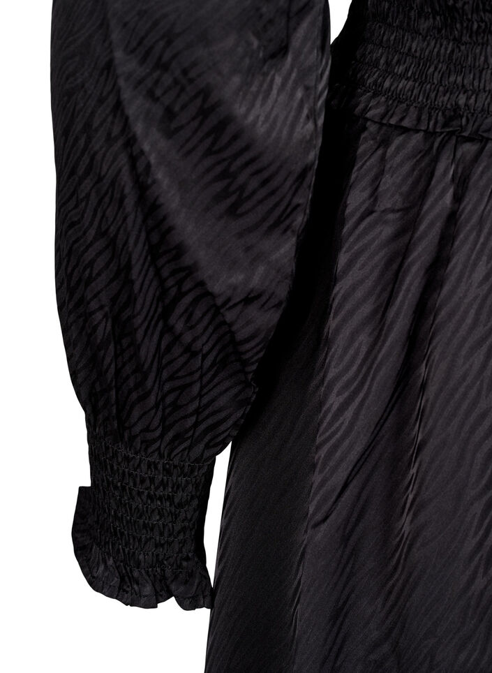 Robe courte avec détails smockés, Noir, Packshot image number 3