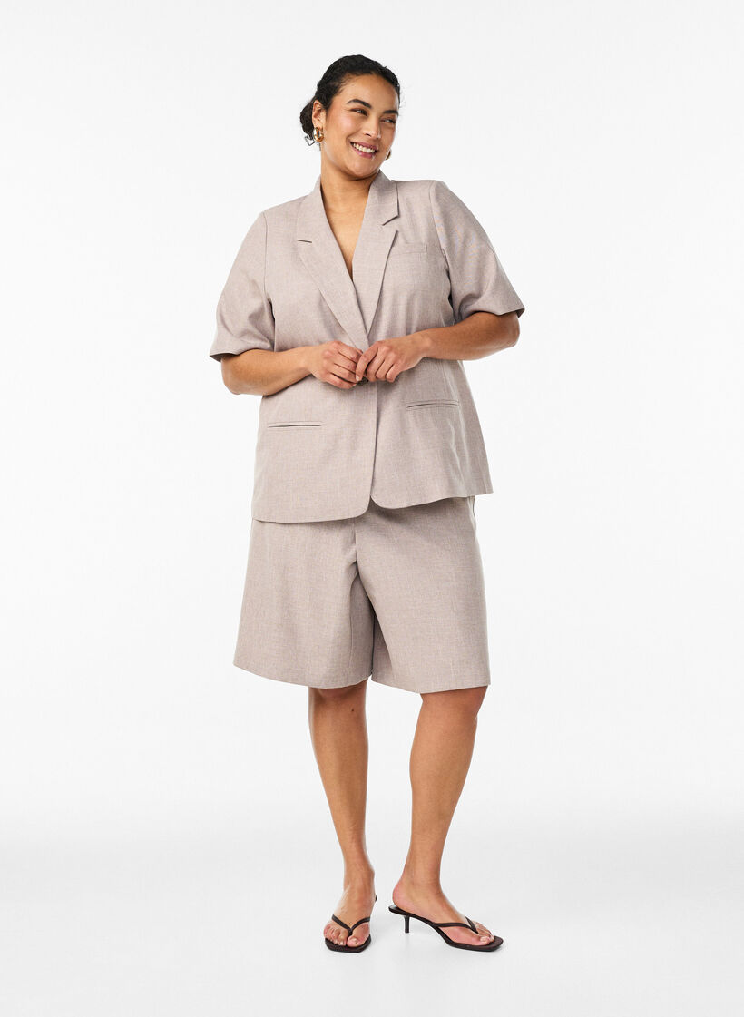 Short bermuda ample &agrave; taille haute, Marron, Model