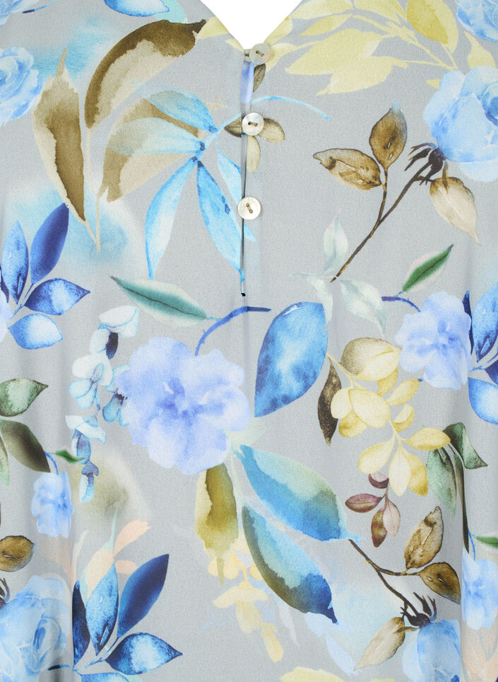 Chemisier de soirée floral à manches courtes, Wrought Iron AOP, Packshot image number 2