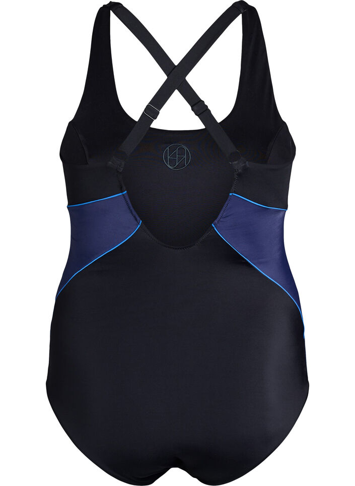 Maillot de bain de sport avec bretelles crois&eacute;es, Noir, Packshot image number 1