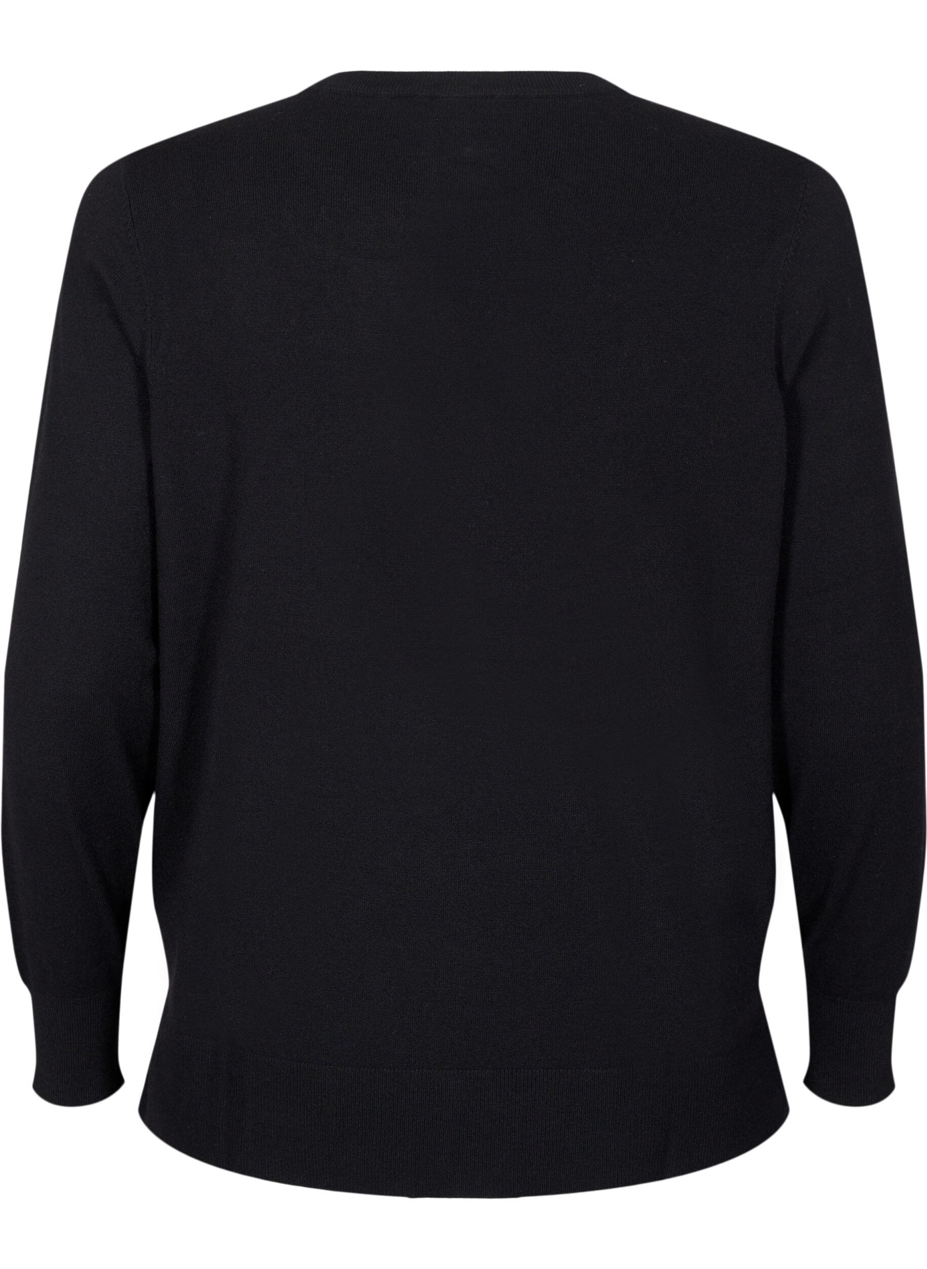 Zizzi Chemisier &agrave; manches longues en maille avec fente, Noir, Packshot image number 1