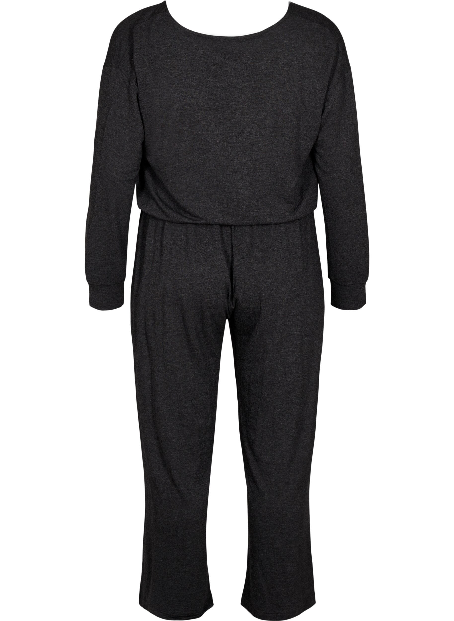 Zizzi Jumpsuit mit Wickeloptik und B&auml;ndern, Dark Grey Melange, Packshot image number 1
