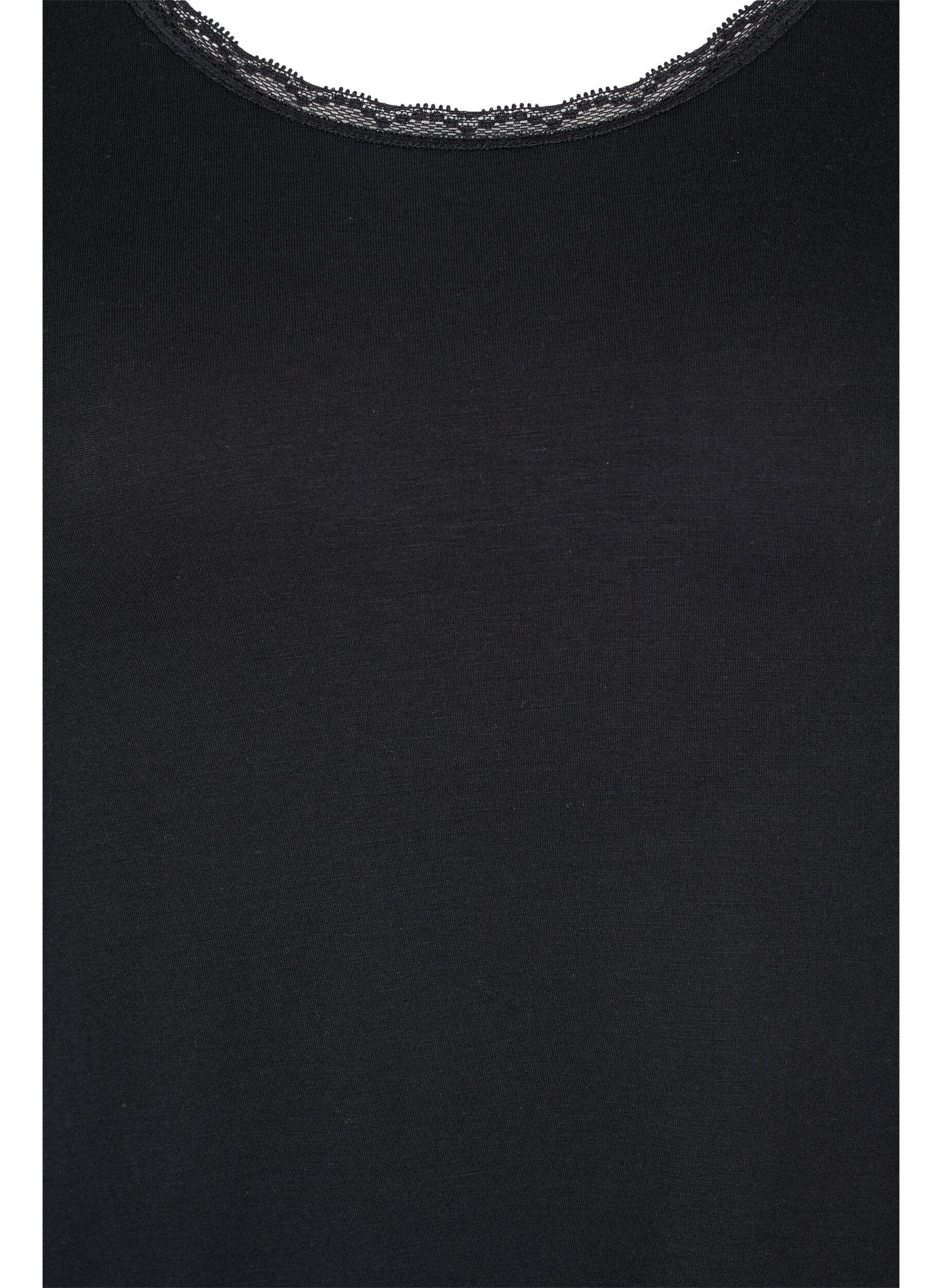 Zizzi Chemise de nuit &agrave; manches courtes en viscose, Black, Packshot image number 2