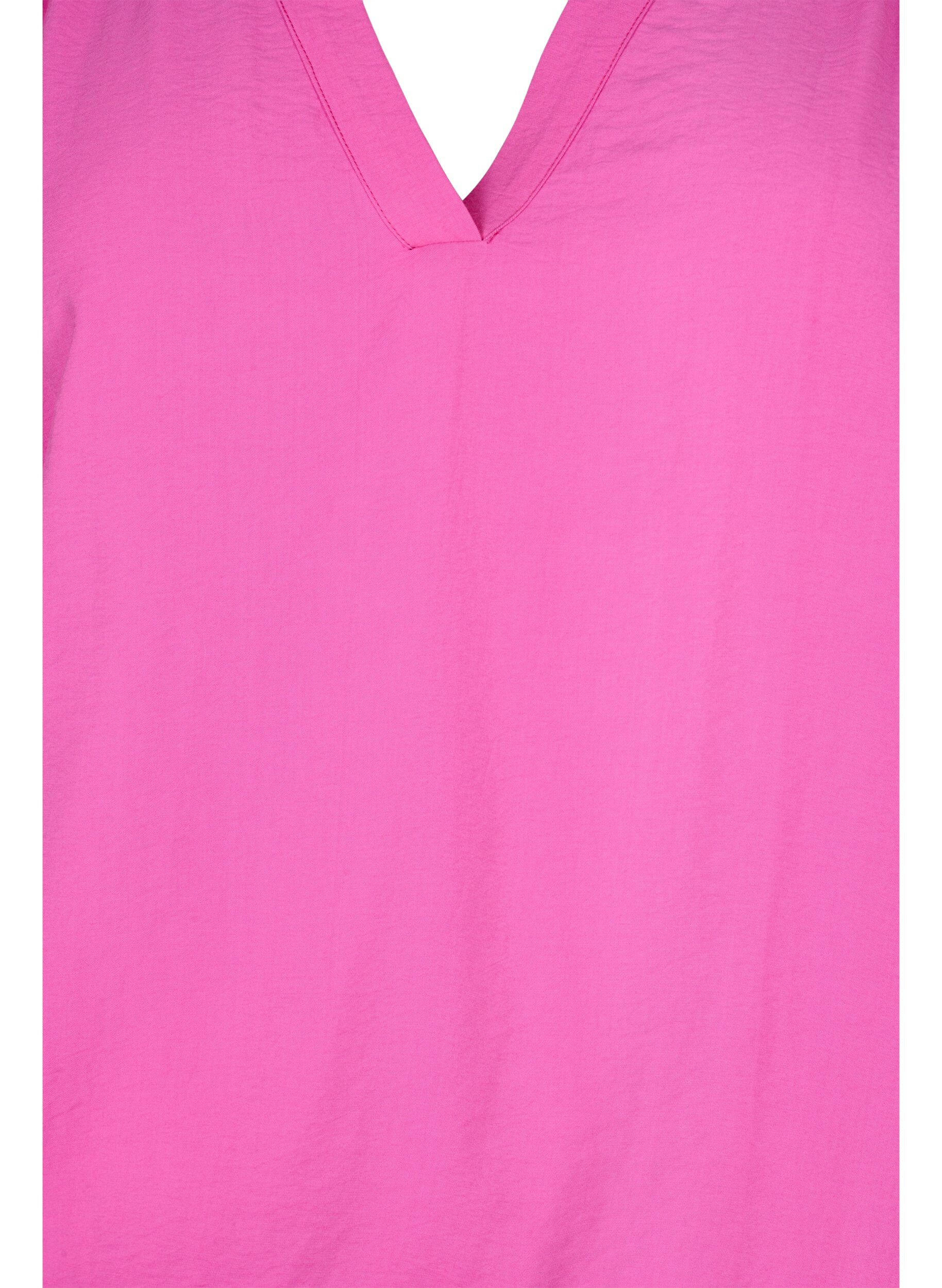 Zizzi Blouse en viscose avec col en V, Raspberry Rose, Packshot image number 2