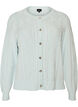 Strickjacke mit Zopfmuster und dekorativen Kn&ouml;pfen, Blau, Packshot image number 0