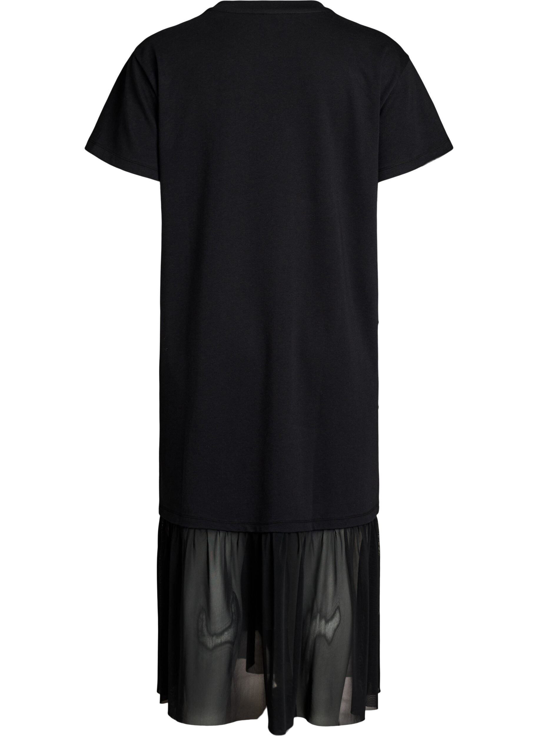 ZizziRobe t-shirt avec un ourlet en maille transparente, Noir, Packshot image number 1