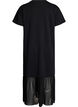 Robe t-shirt avec un ourlet en maille transparente, Noir, Packshot image number 1