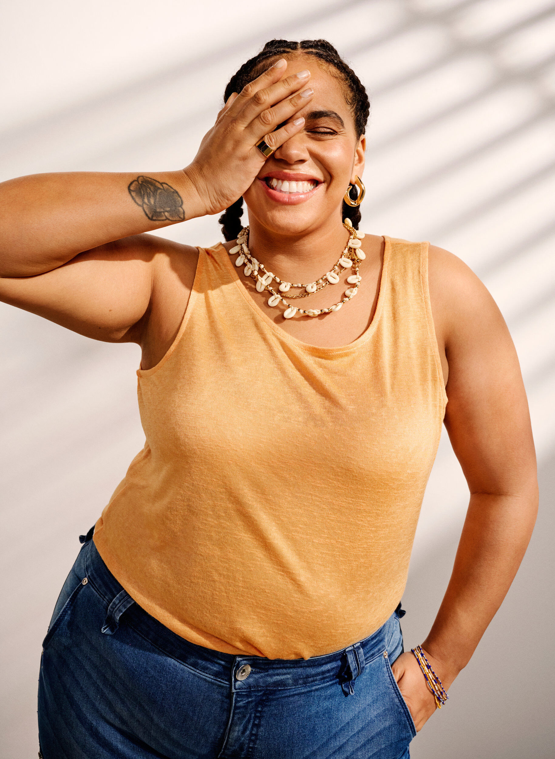 Zizzi Top mit Struktur und Rundhalsausschnitt, Mock Orange, Image image number 0