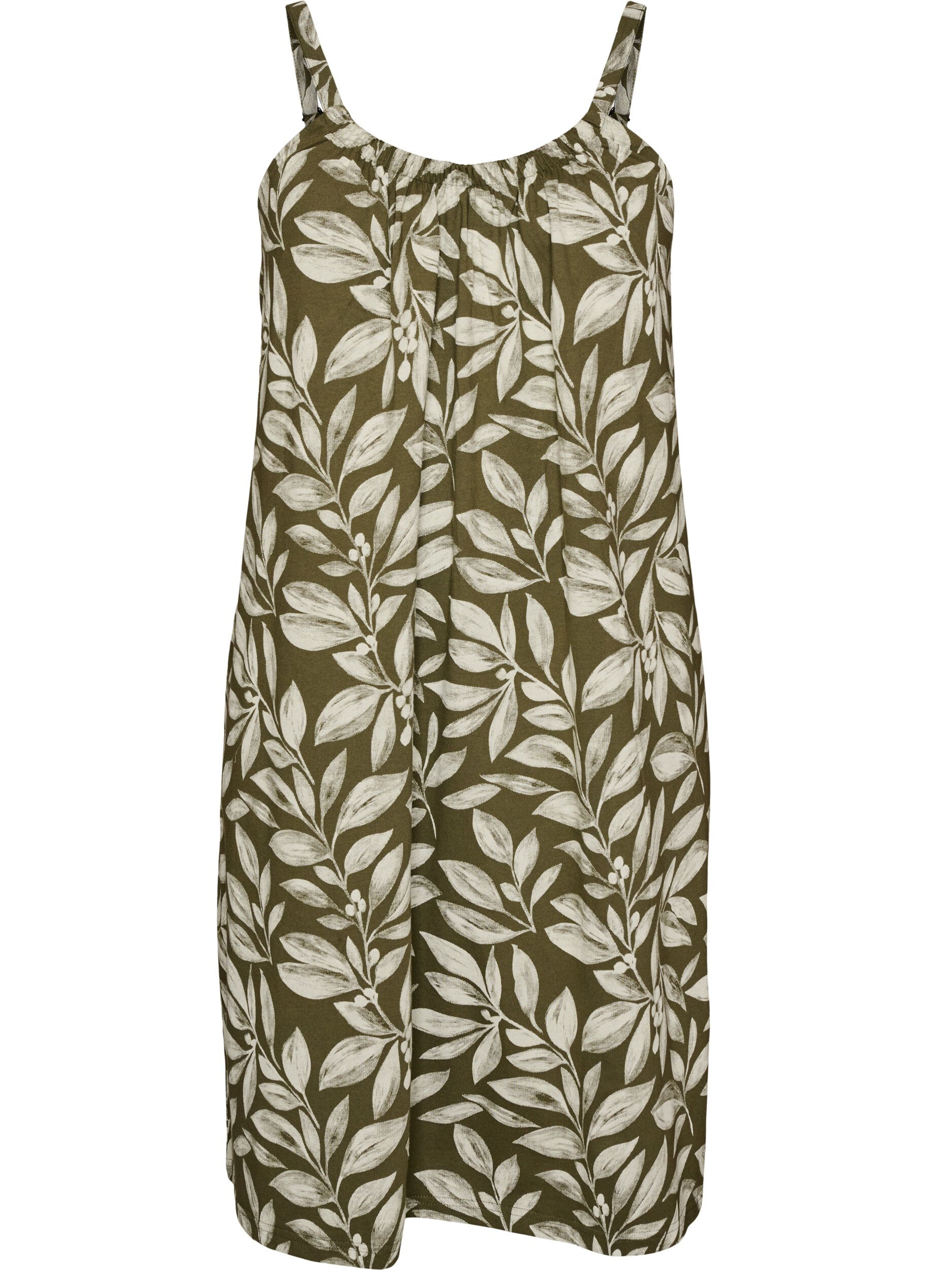 ZizziRobe &agrave; bretelles midi en coton bio, Vert clair, Packshot image number 0