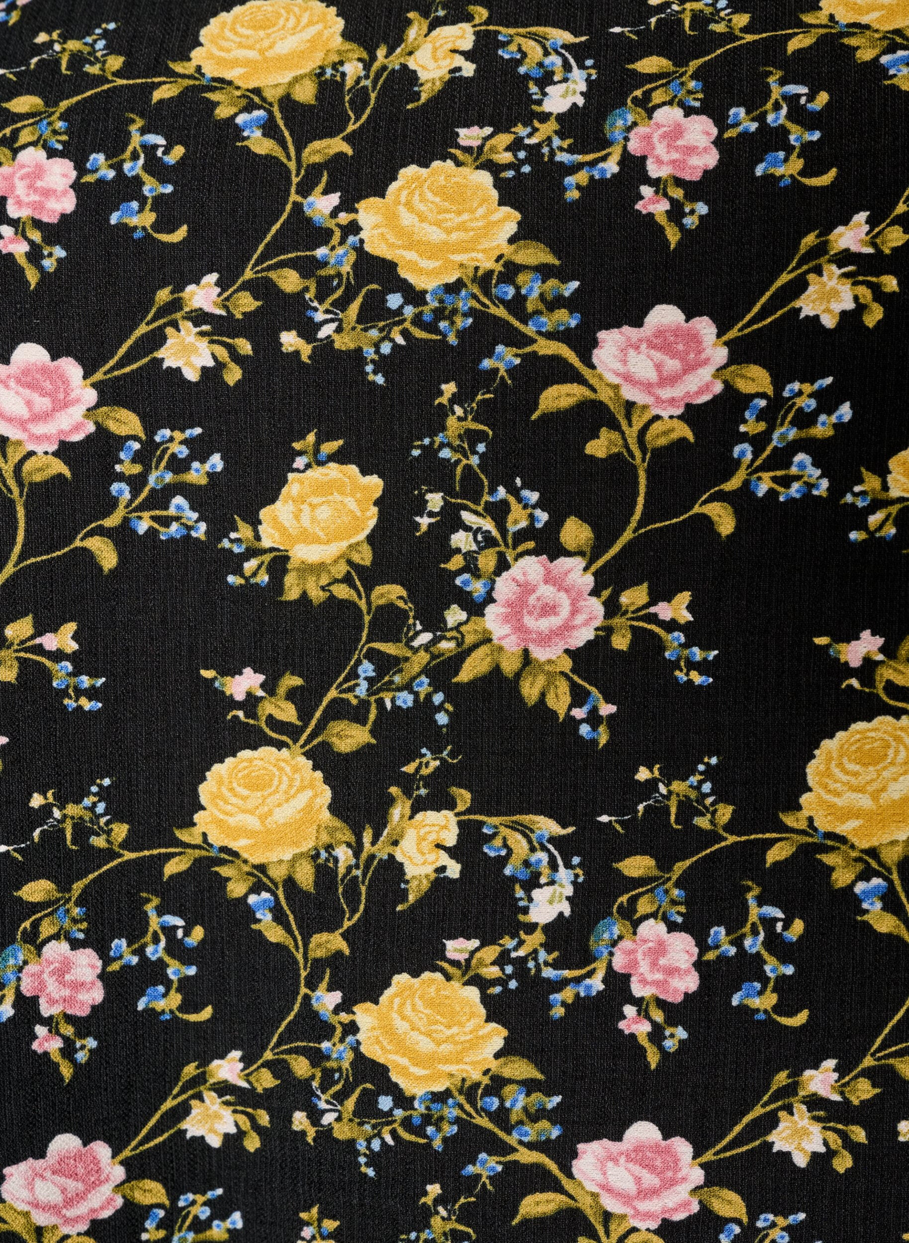 ZizziGemusterte Bluse aus Viskose mit 3/4-&Auml;rmeln, Schwarz, Packshot image number 2