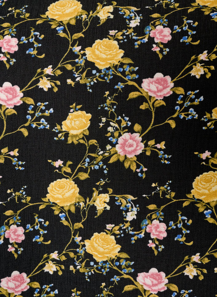 Gemusterte Bluse aus Viskose mit 3/4-&Auml;rmeln, Schwarz, Packshot image number 2