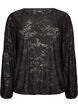 Transparente Bluse mit floraler Struktur und langen &Auml;rmeln, Schwarz, Packshot image number 0