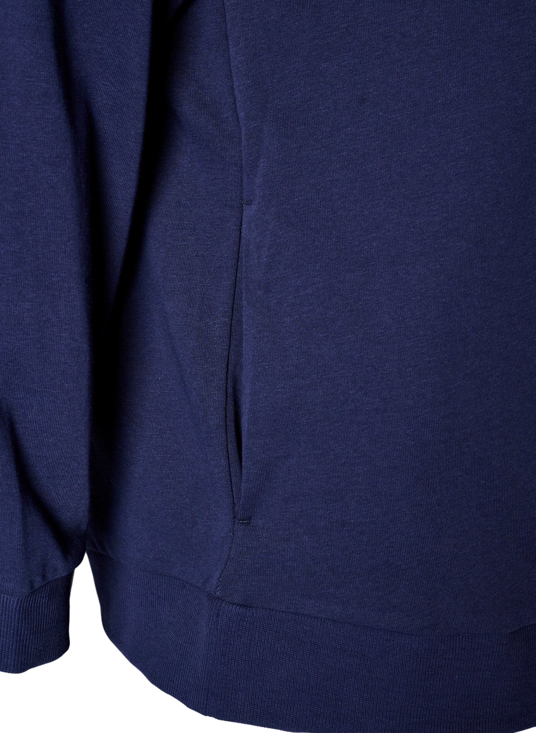 ZizziSweat-Cardigan mit Kapuze und Taschen, Blau, Packshot image number 3