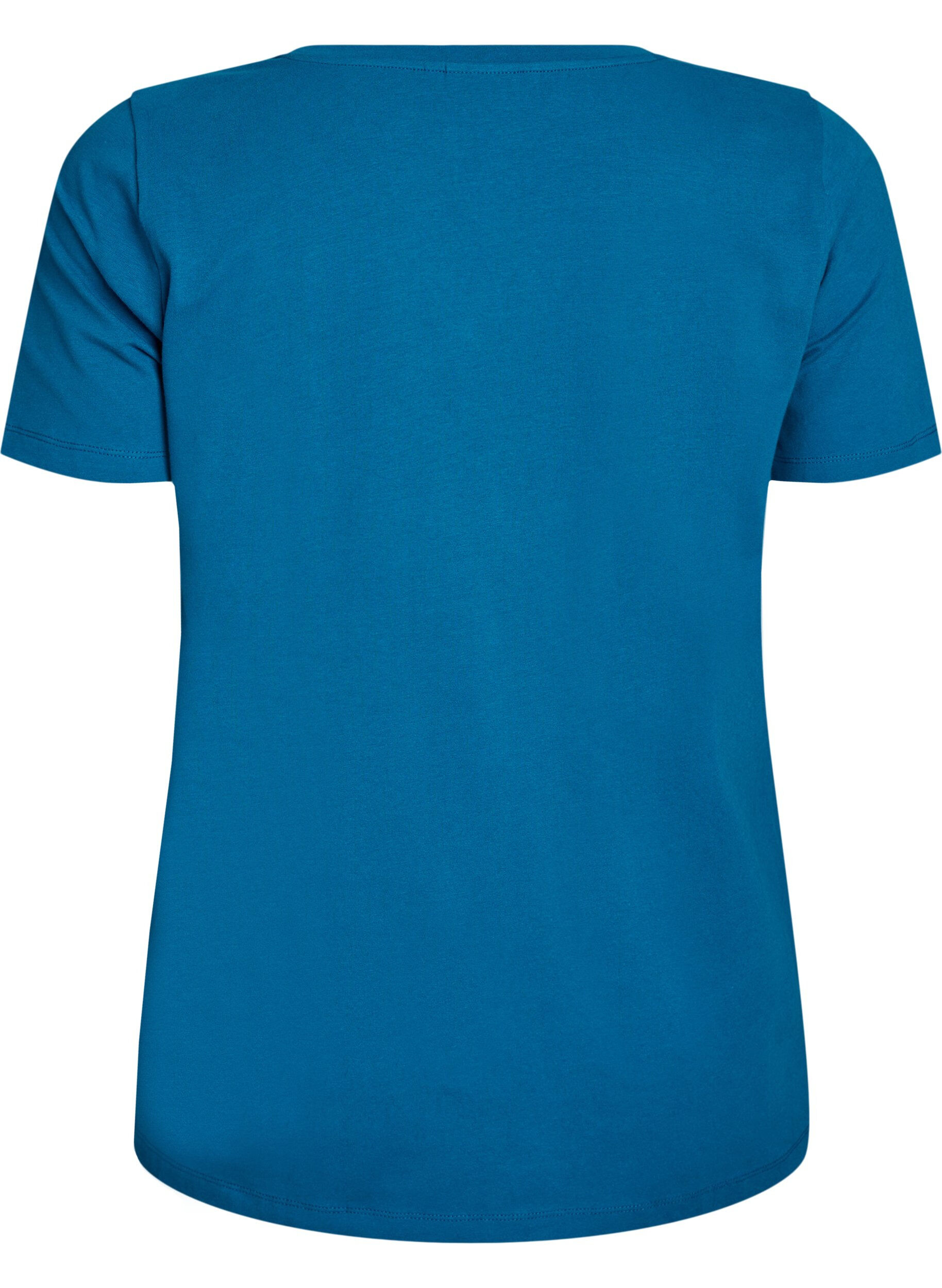 Zizzi Einfarbiges Basic-T-Shirt aus Baumwolle, Petrol, Packshot image number 1