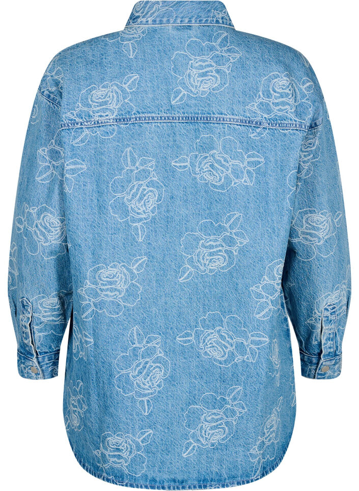 Veste en jean à fleurs, Light Blue Denim, Packshot image number 1