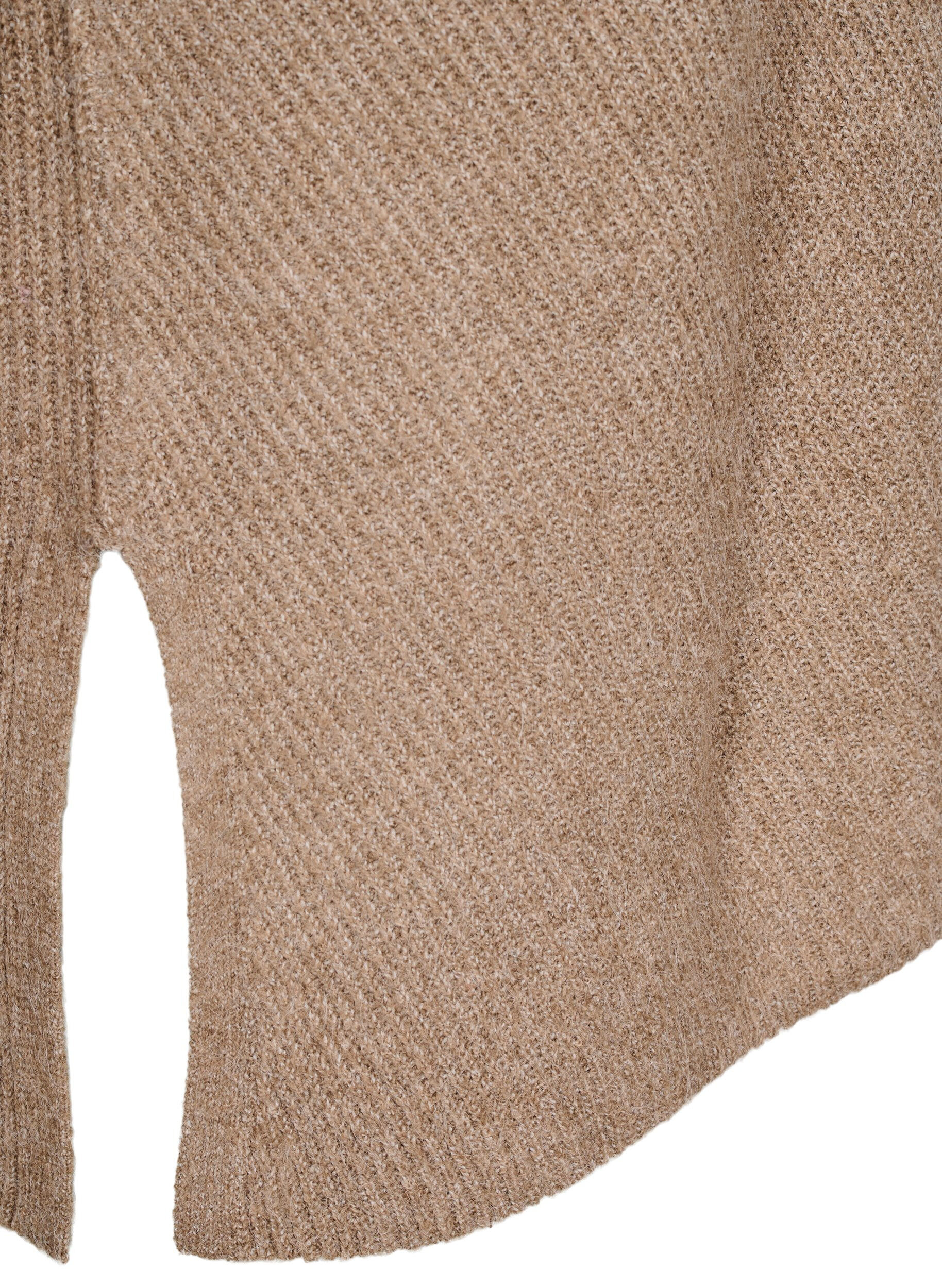 Zizzi Strickbluse mit Rundhalsausschnitt, Fossil Mel., Packshot image number 3