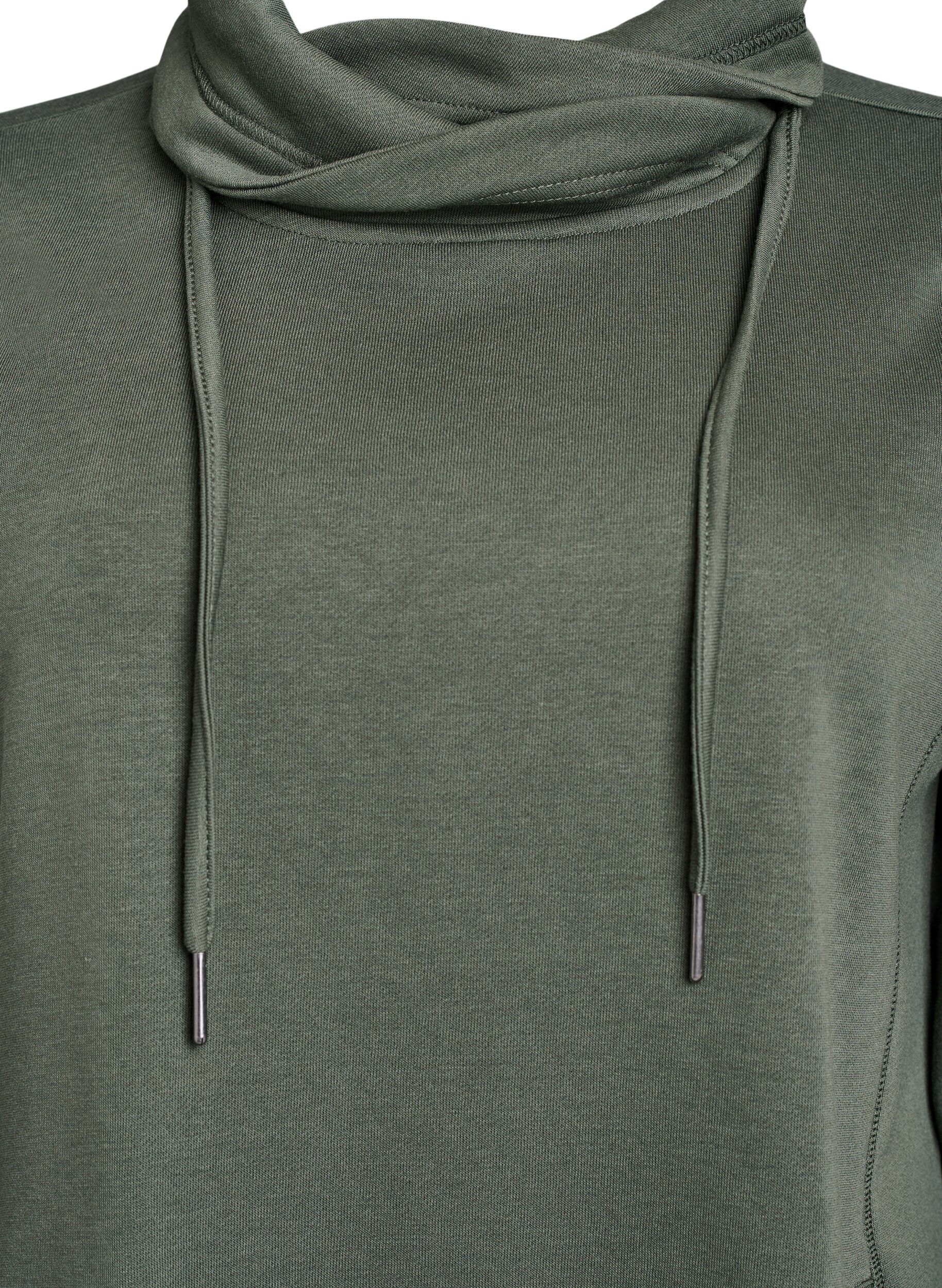 Zizzi Kurzes Sweatshirtkleid mit Stehkragen und Taschen, Gr&uuml;n, Packshot image number 2