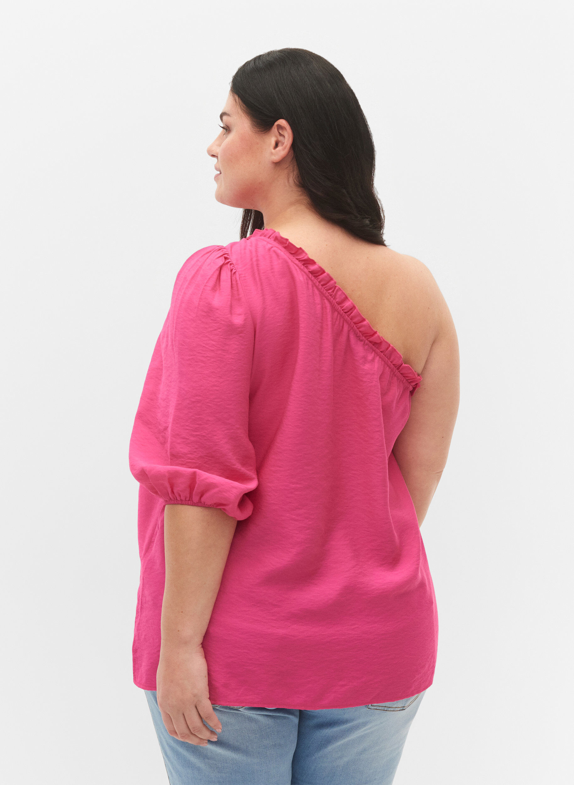 Zizzi Schulterbluse aus Viskose, Pink, Model image number 2