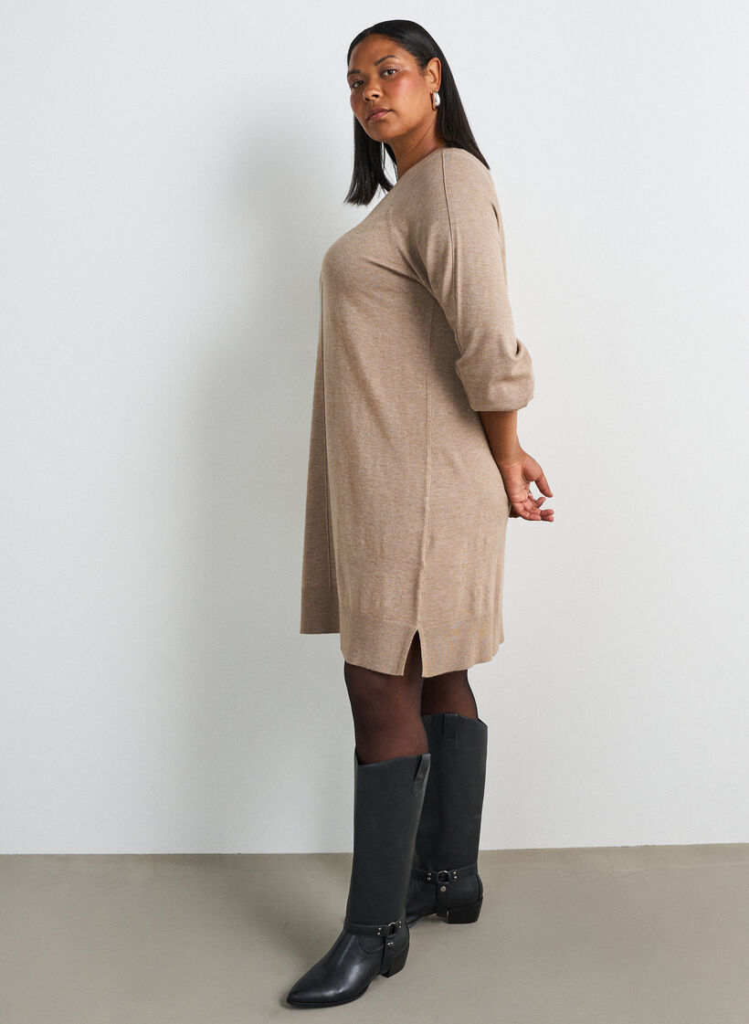 Strickkleid mit Raglan&auml;rmeln und Mittelnaht, Beige, Model image number 3