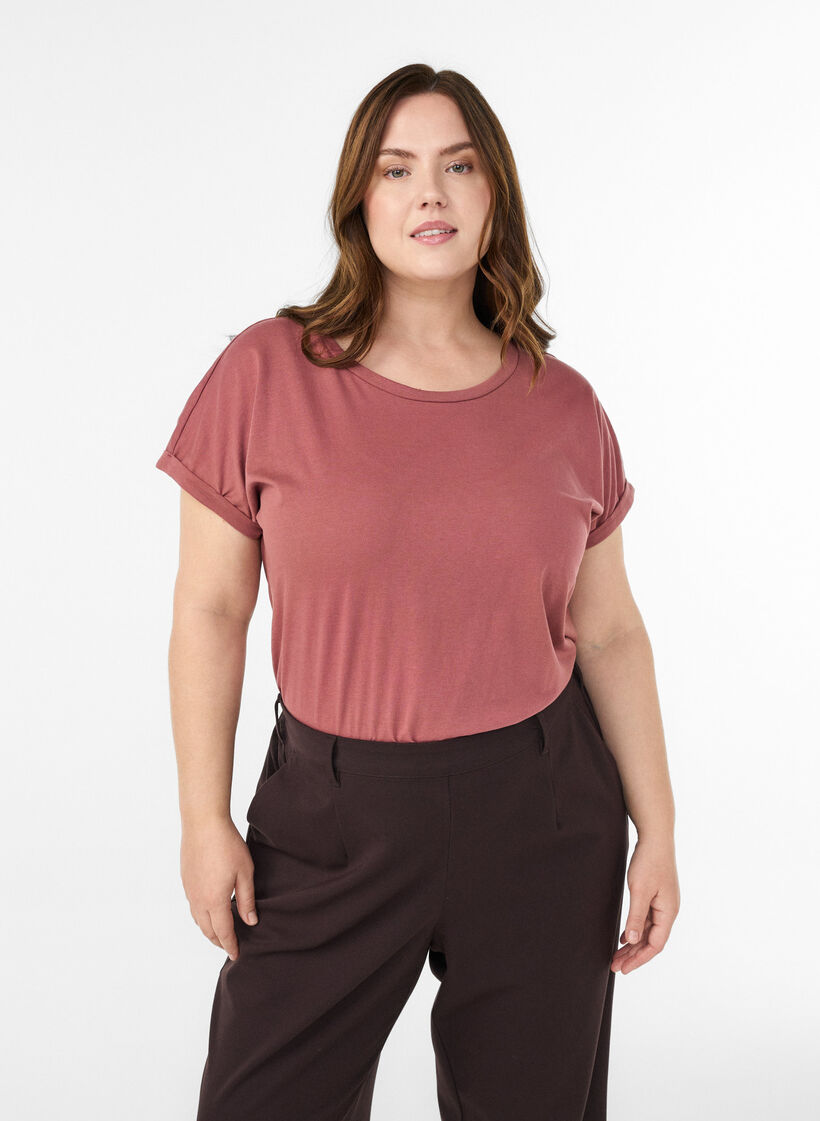 T-Shirt aus Baumwollmischung mit kurzen &Auml;rmeln, Rot, Model image number 0