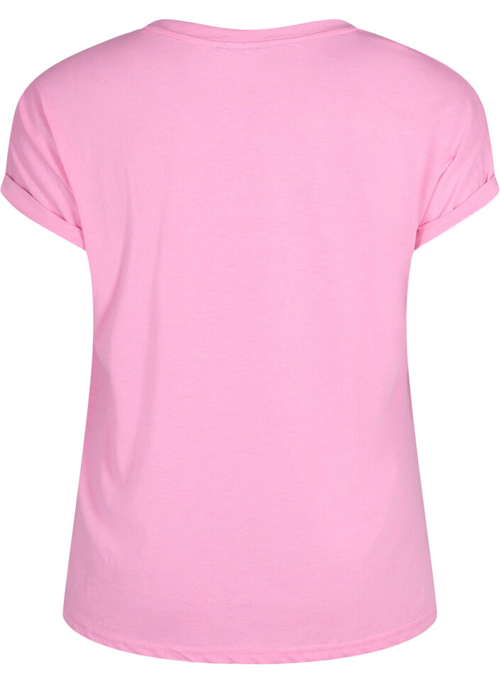 T-Shirt aus Baumwollmischung mit kurzen &Auml;rmeln, Pink, Packshot image number 1