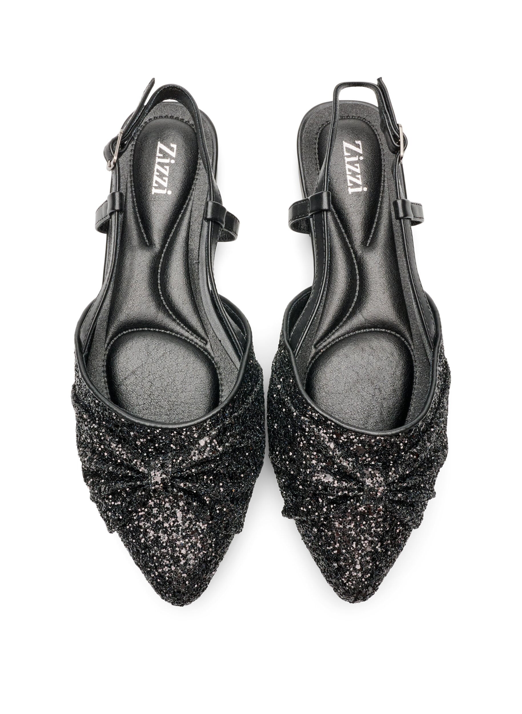 ZizziGlitzer-Slingback mit Schleifendetail, Schwarz, Packshot image number 2