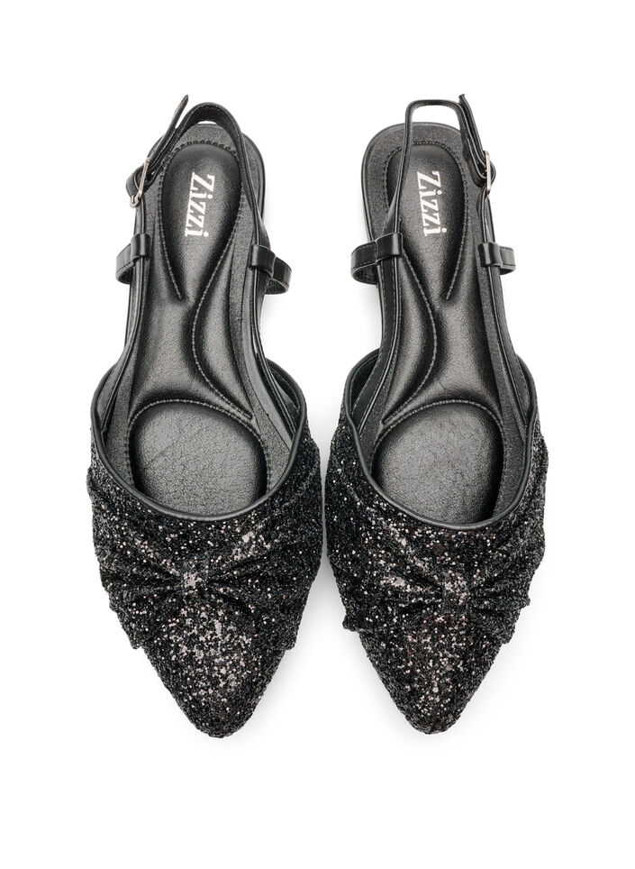 Glitzer-Slingback mit Schleifendetail, Schwarz, Packshot image number 2