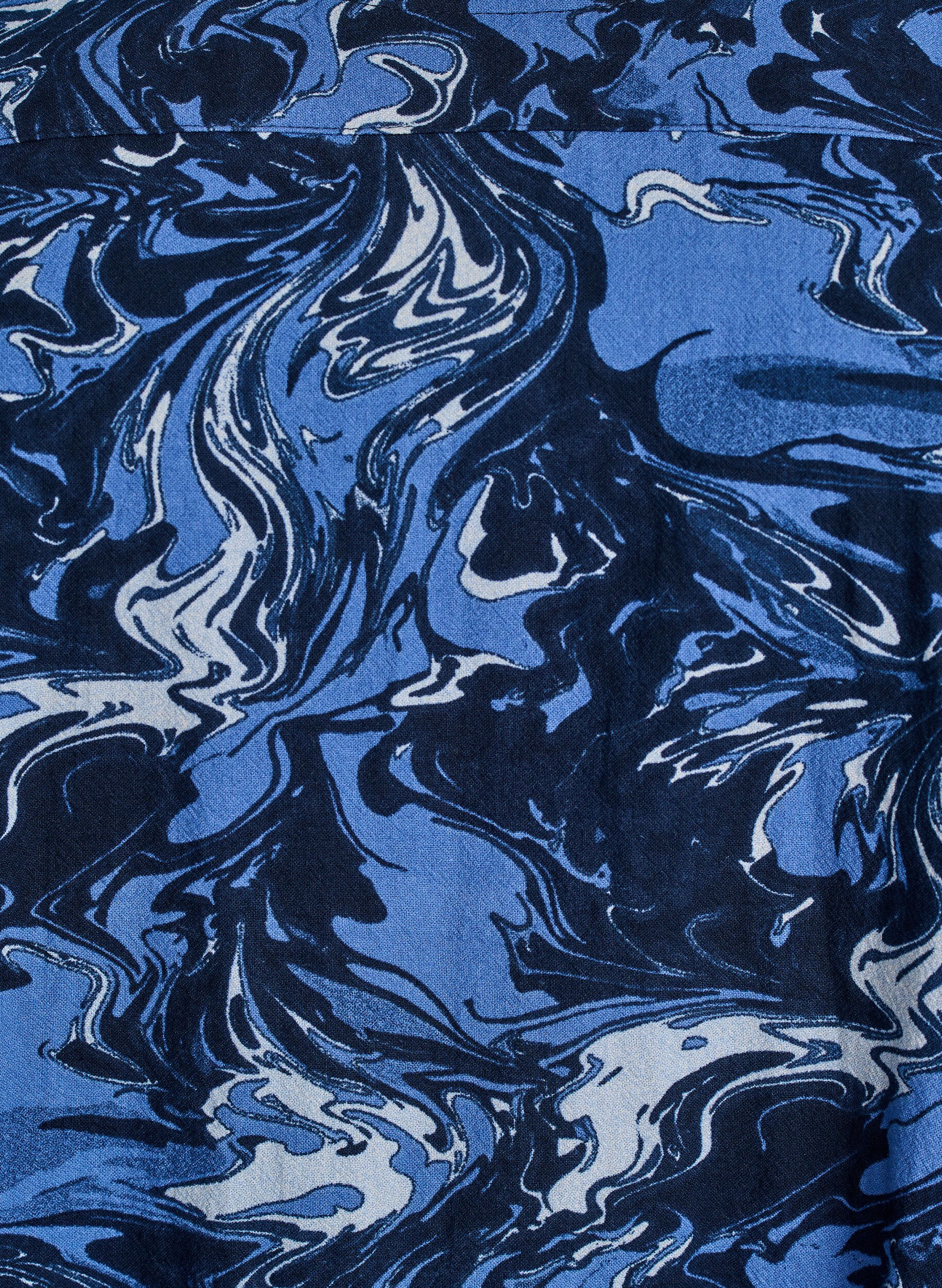 Zizzi Kurzes Baumwollkleid mit Gummisaum und langen &Auml;rmeln, Blau, Packshot image number 2