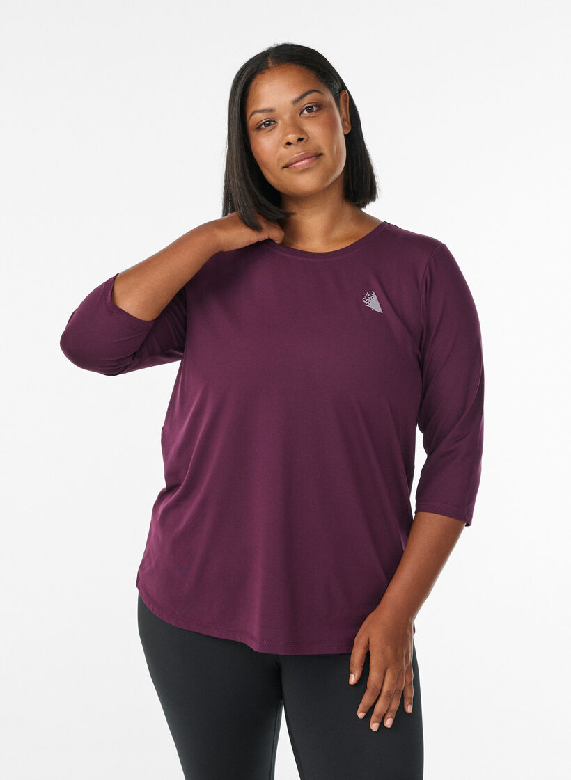 Trainingsshirt mit 3/4-&Auml;rmeln, Lila, Model image number 0