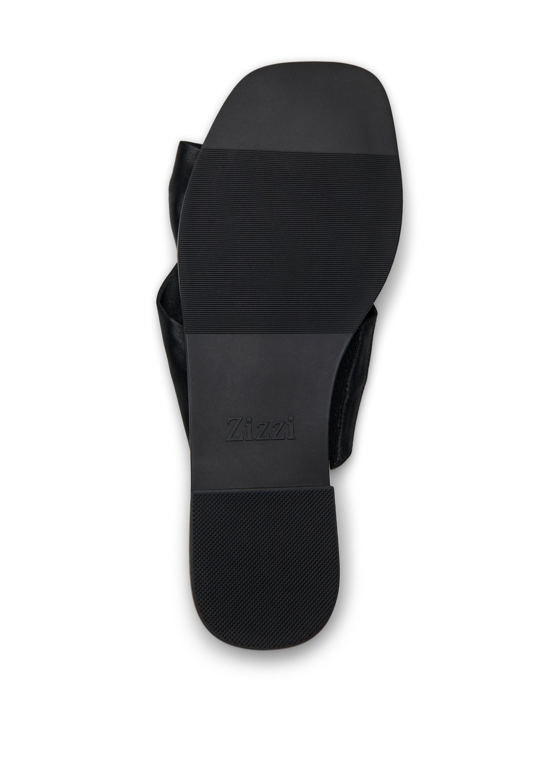 Zizzi Flache Sandalen mit gekreuzten Satinriemen, Schwarz, Packshot image number 4